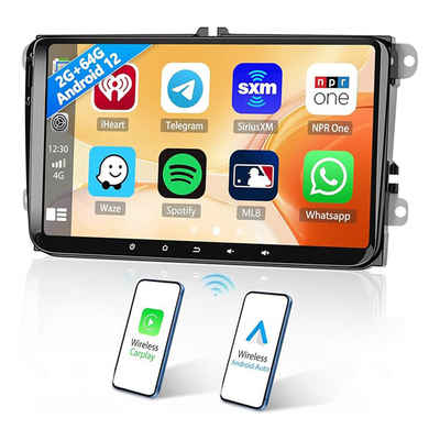 Hikity Android 9 Zoll kapazitiver Touchscreen HD GPS Bluetooth für VW Autoradio (fm, Carplay und Android Auto)