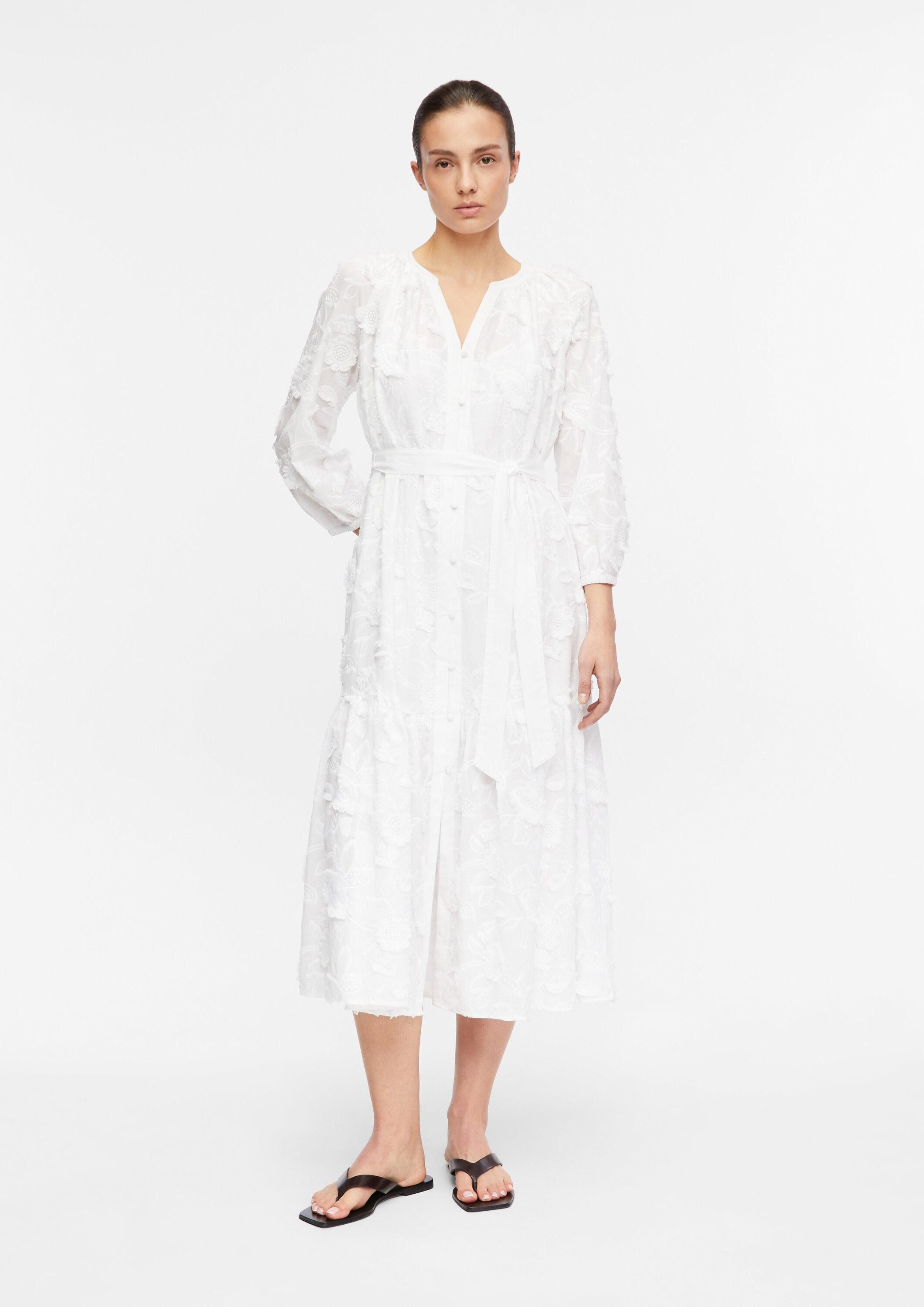 comma Maxikleid Kleid Midikleid mit floraler All-over-Stickerei