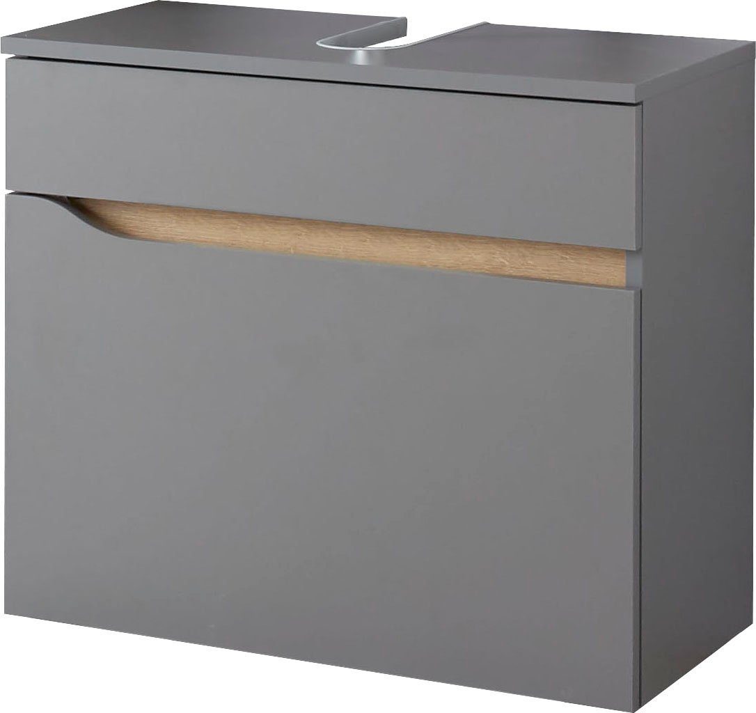 Saphir Waschbeckenunterschrank Quickset Unterbeckenschrank, 60 cm breit, 1 Schublade Waschbeckenschrank mit Siphonausschnitt, ohne Waschbecken, grifflos