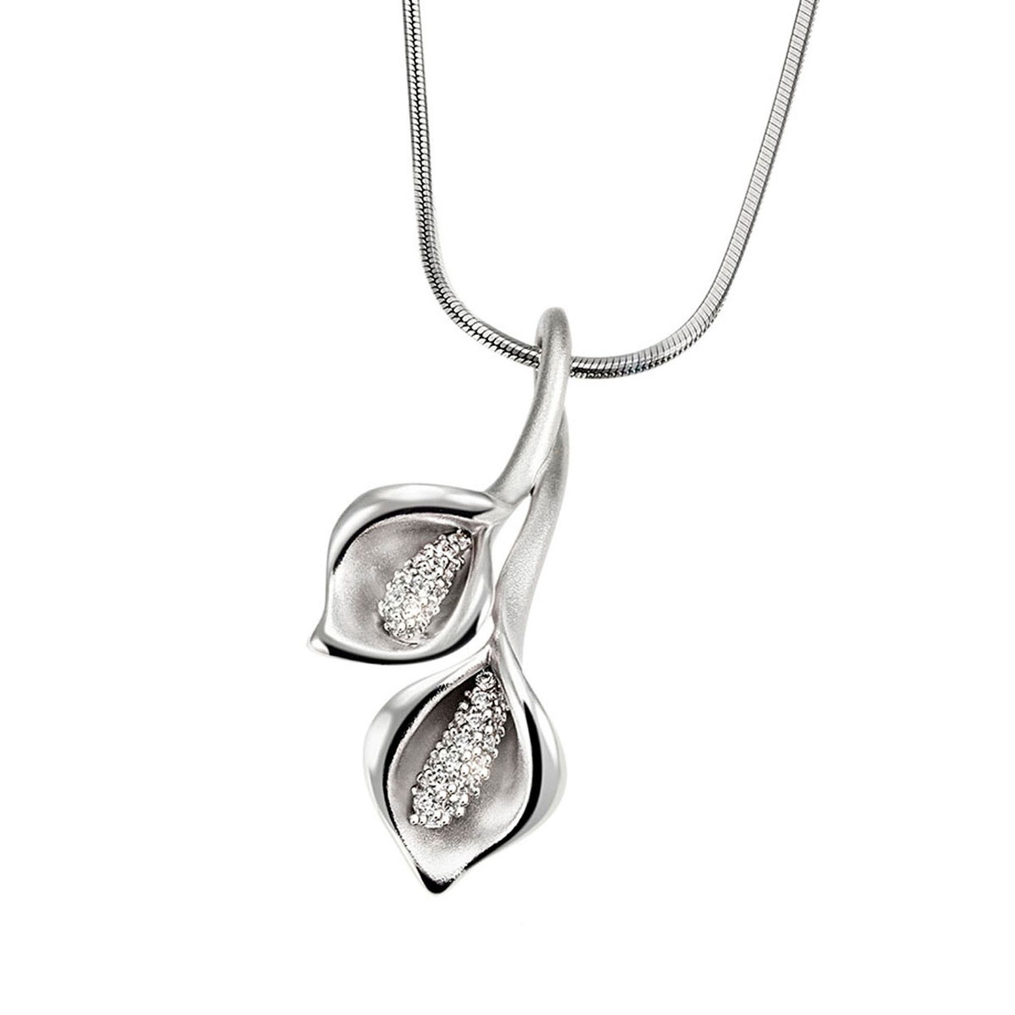 goldmaid Kette mit Anhänger 925 Sterling Silber Gebürstet Zirkonia weiß