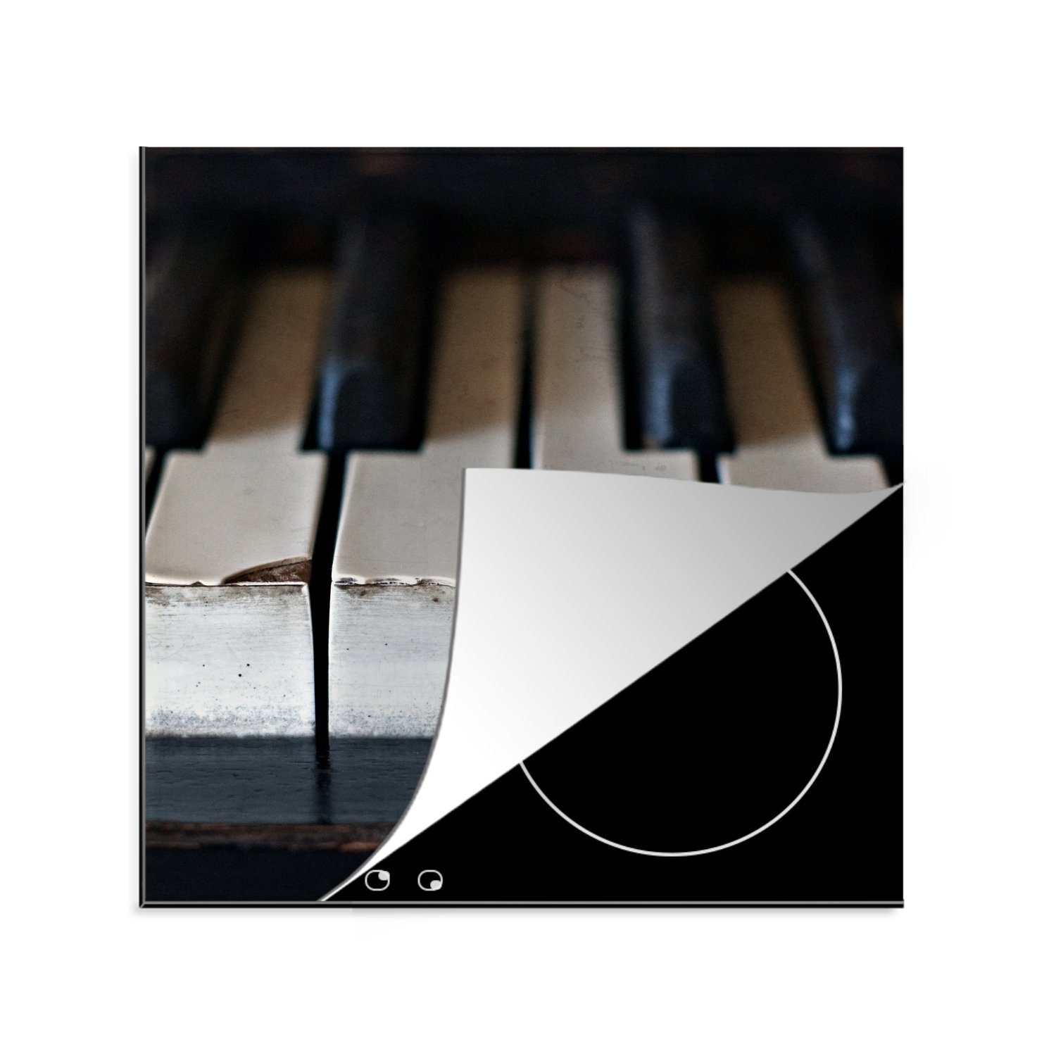 Arbeitsplatte 78x78 eines küche Die (1 Herdblende-/Abdeckplatte Tasten Klaviers, cm, für Vinyl, MuchoWow antiken Ceranfeldabdeckung, tlg),