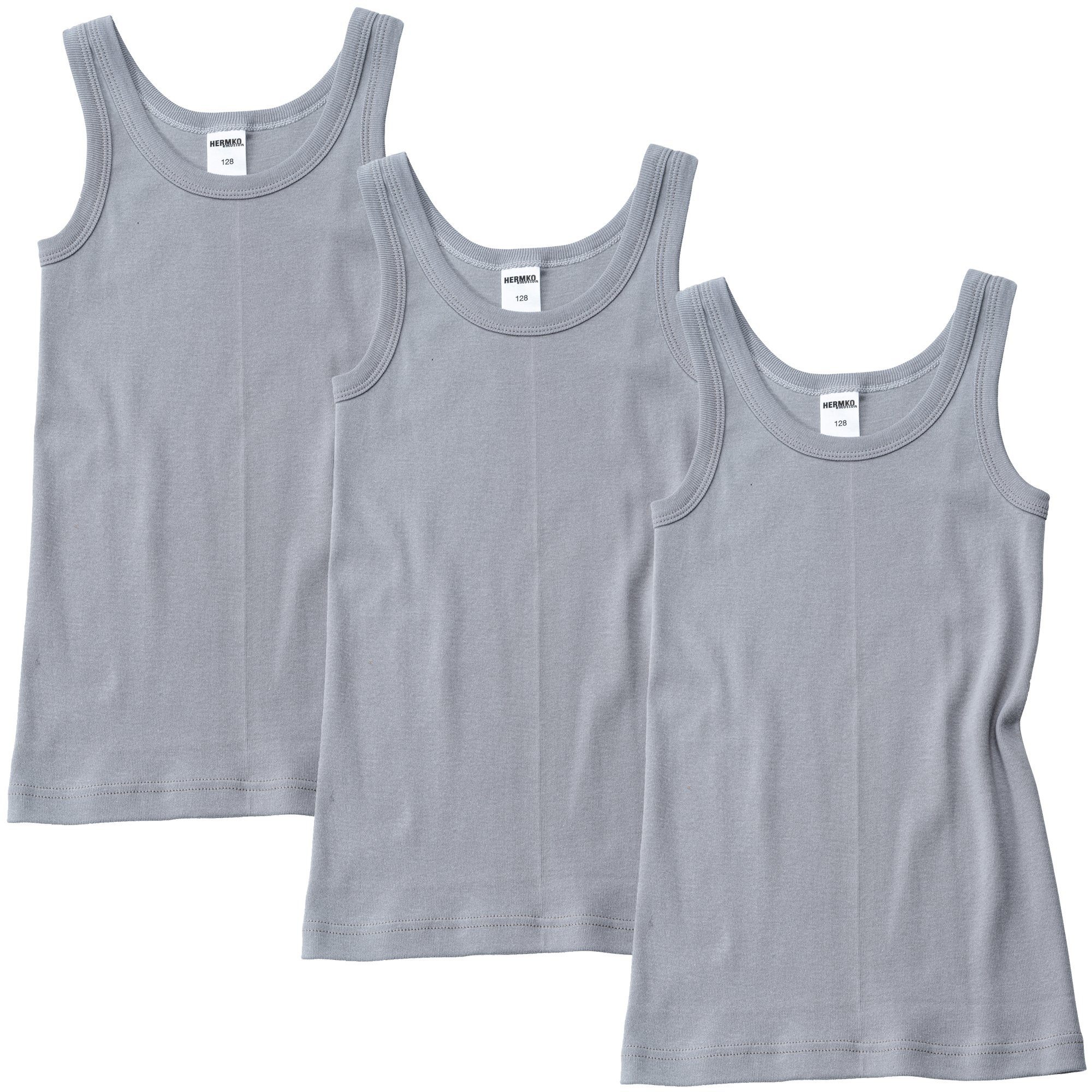 HERMKO Unterhemd 2800 (Pack, 3er) 100 % Bio-Baumwolle, Knaben Tank Top, hergestellt in EU, Feinripp