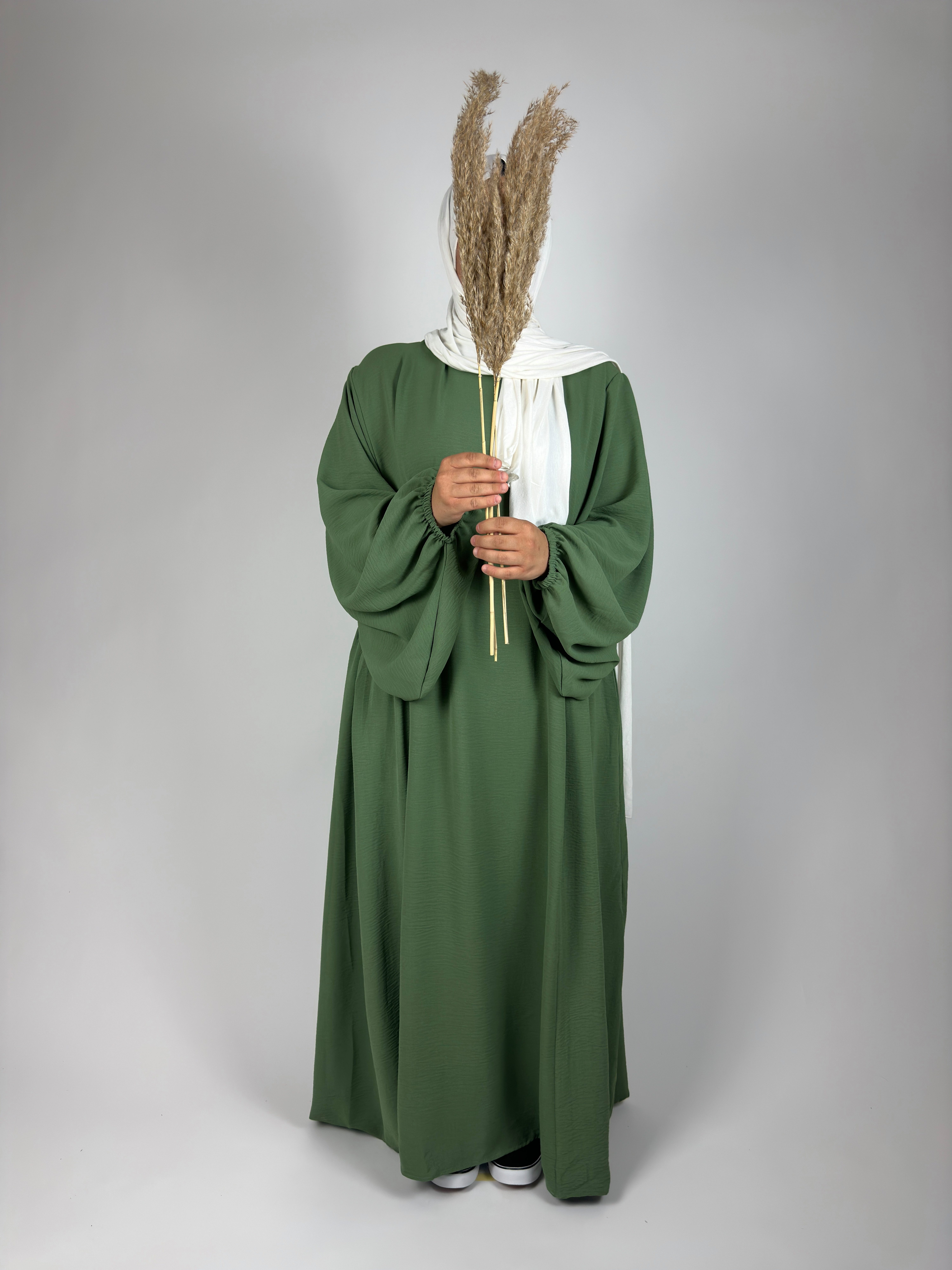 Maxikleid Ballonkleid Gebetskleidung Kaftan khaki Abaya Nour Aymasal Islam Kleidung Islamische
