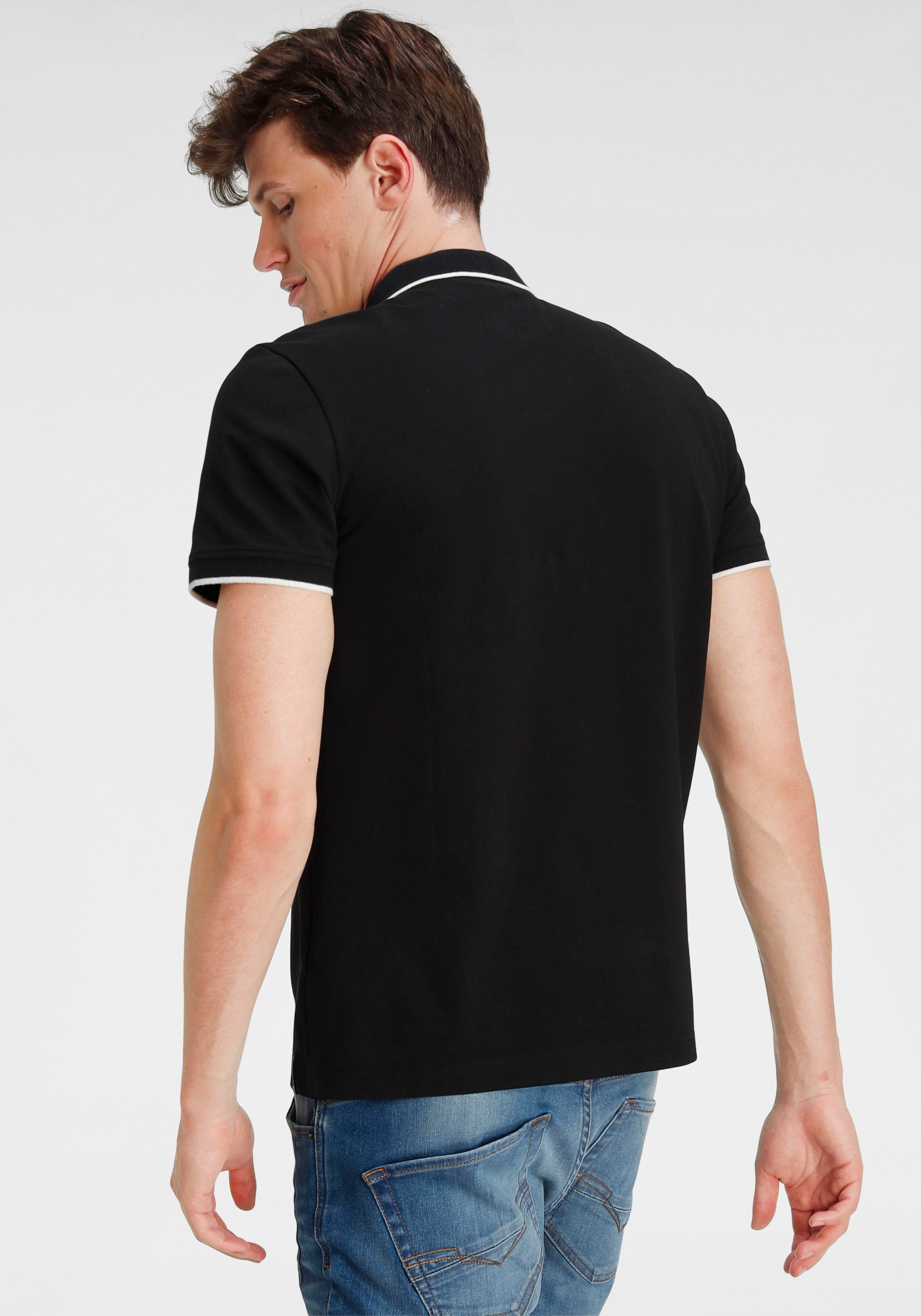 H.I.S Poloshirt in mit bedrucktem Innenkragen schwarz Qualität, Pique