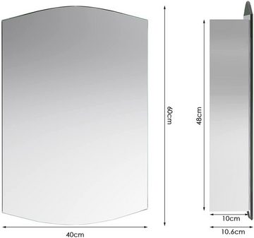 Homfa Spiegelschrank Badschrank mit Spiegeltür Hängeschrank aus Edelstahl, Badezimmerschrank