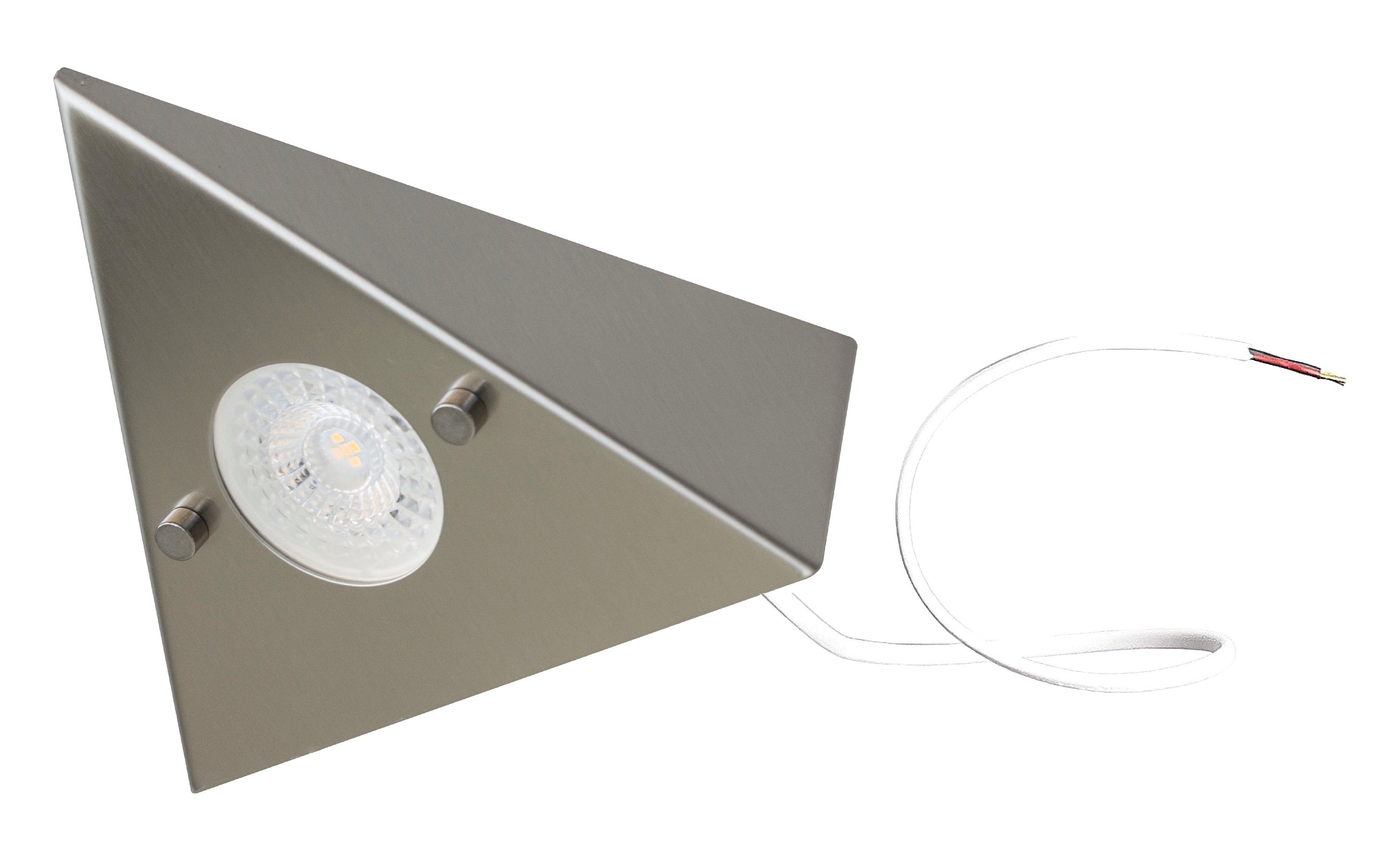 TRANGO LED Unterbauleuchte, 1er Erweiterungsset 6739-12 LED-Küchenunterbauleuchte *COOK* LED Einbauleuchte - Einbaustrahler aus Edelstahl inkl. 1x 4,8 Watt LED Modul 3000K warmweiß - direkt 230 Volt - beliebig erweiterbar, Schalter - Dreieckleuchte – Schrankleuchte