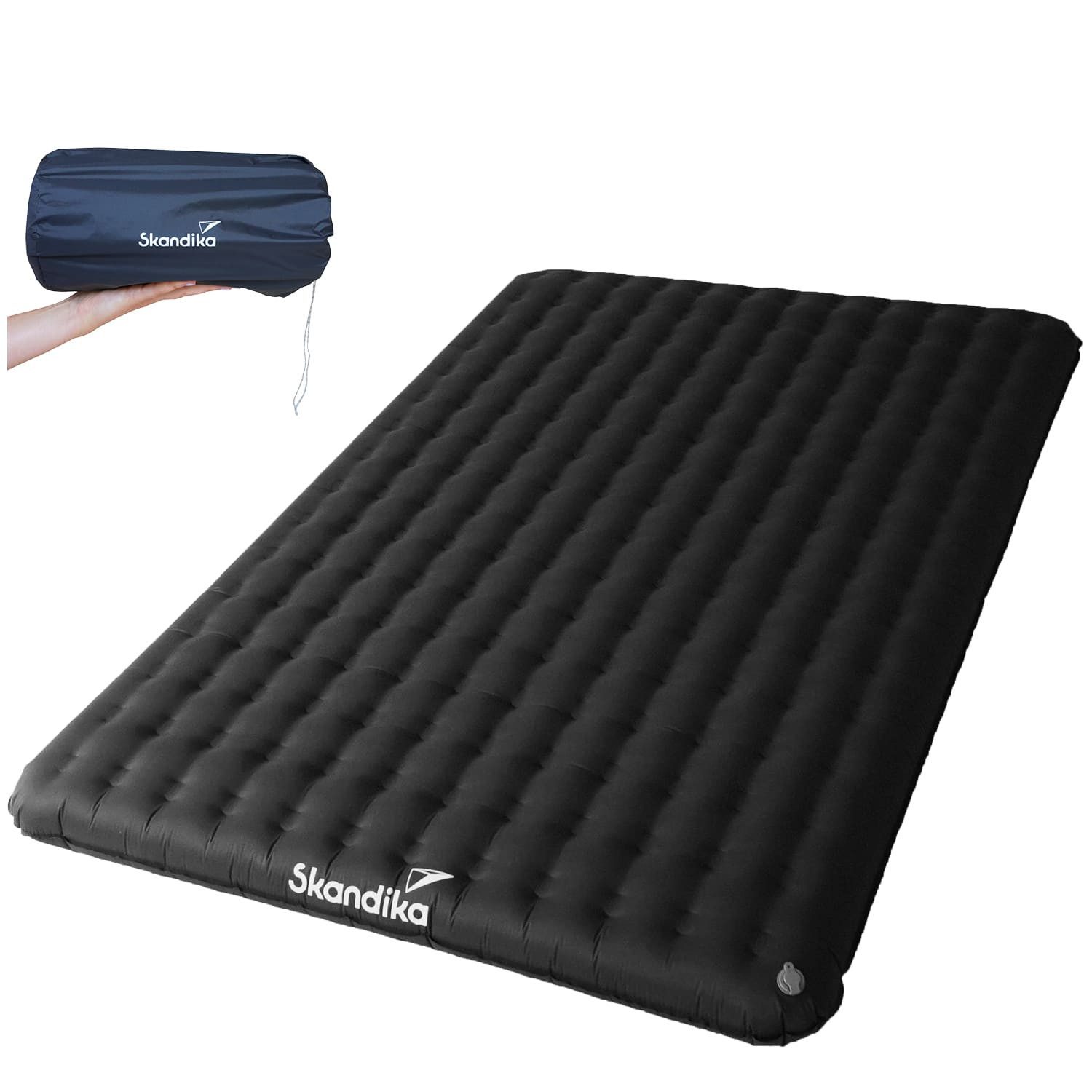 Skandika Isomatte Elite Air Double, Aufblasbare Luftmatratze für 2 Personen, ultraleicht, (Strapazierfähig, reißfest, wasserabweisend, atmungsaktiv), kleines Packmaß, leistungsstarkes Ventil, 16 cm Höhe, Tragetasche