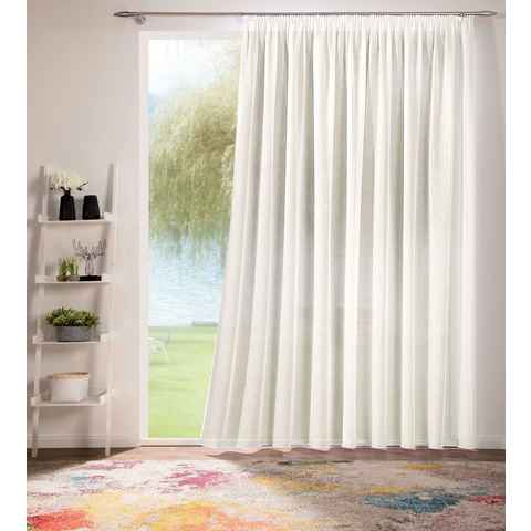 Gardine Voile mit Effekt Creme, DecoHome24, Kräuselband (1 St), halbtransparent, Voile, Store