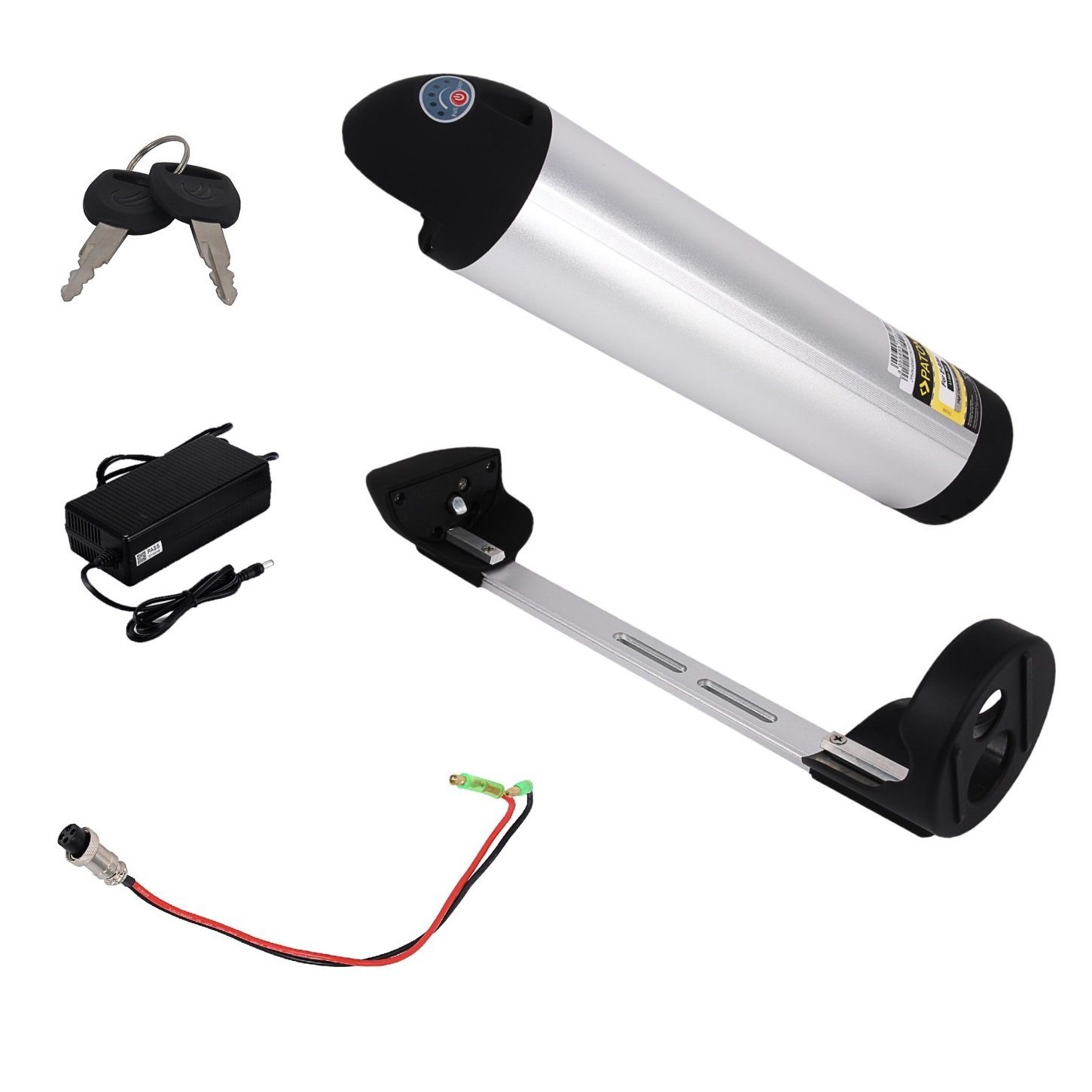 Patona E-Bike Fahrradakku mit Netzteil + Halterung E-Bike Akku Ersatzakku 13000 mAh (36 V, 1 St), Trinkflaschen Rahmenakku