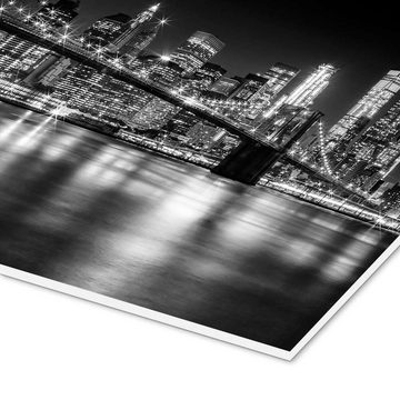Posterlounge Forex-Bild Melanie Viola, Skyline von New York bei Nacht I, Wohnzimmer Fotografie