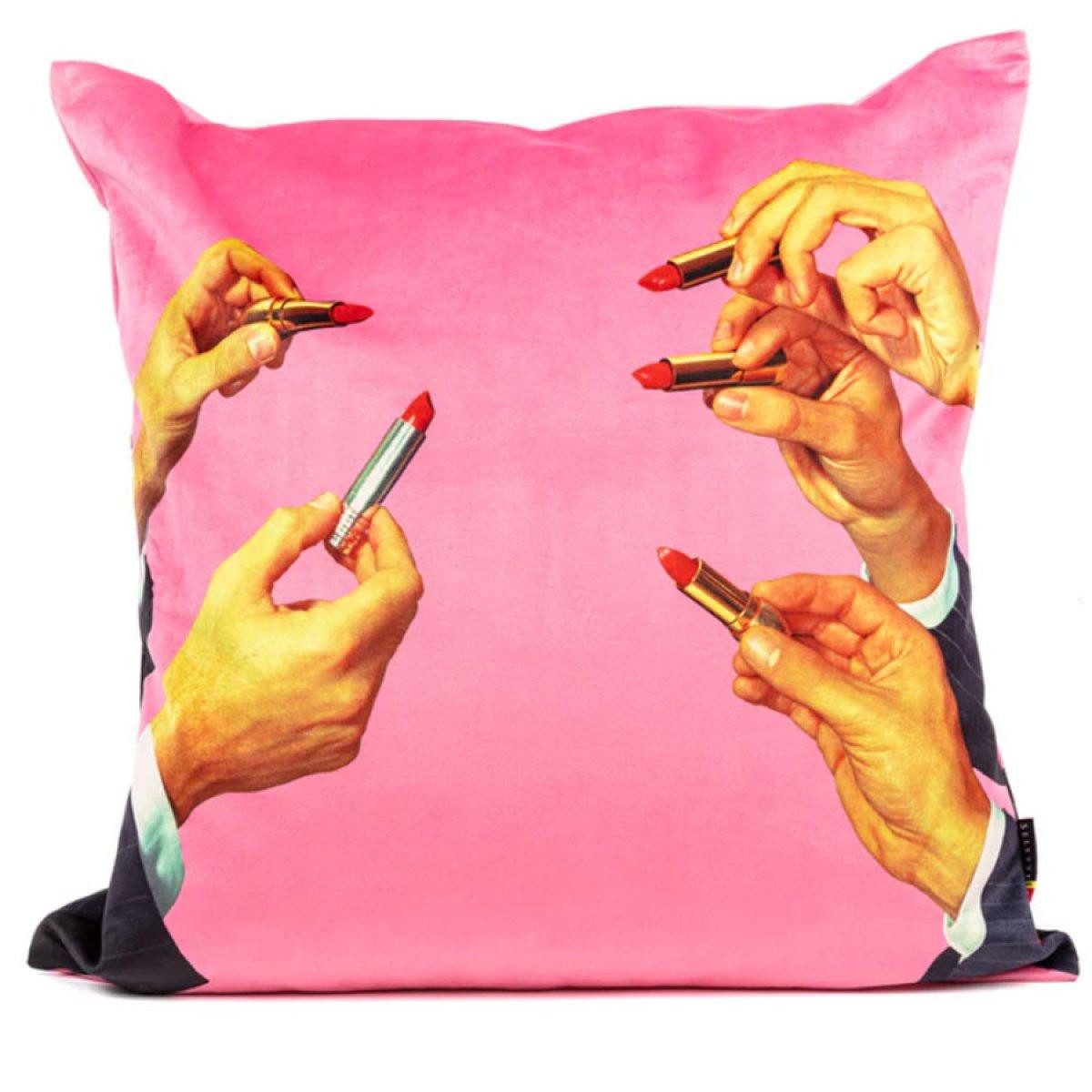 Seletti Kissenhülle Kissen Toiletpaper Lipstick Pink (50x50cm)