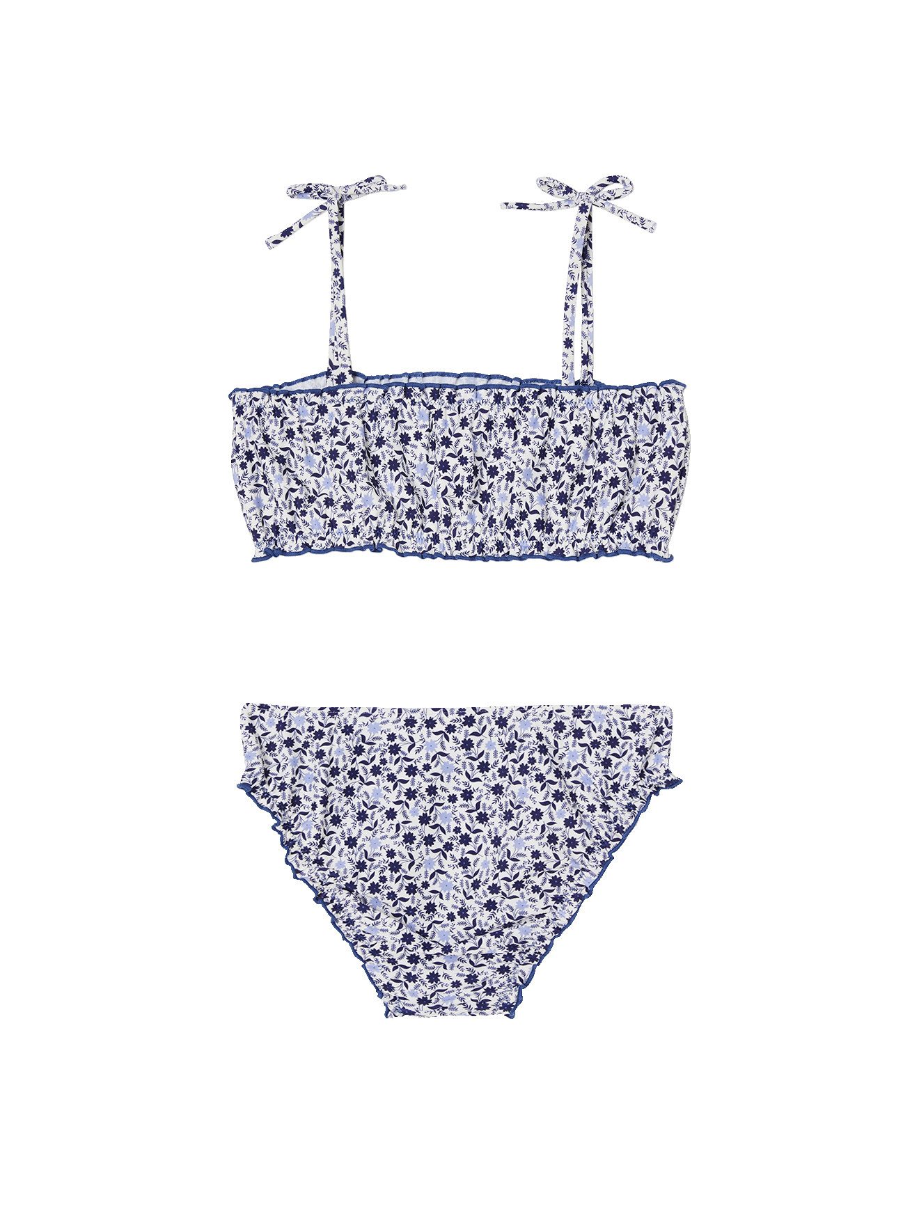 vertbaudet Badeanzug Mädchen Bikini Blumenprint, Volant, Boho-Look
