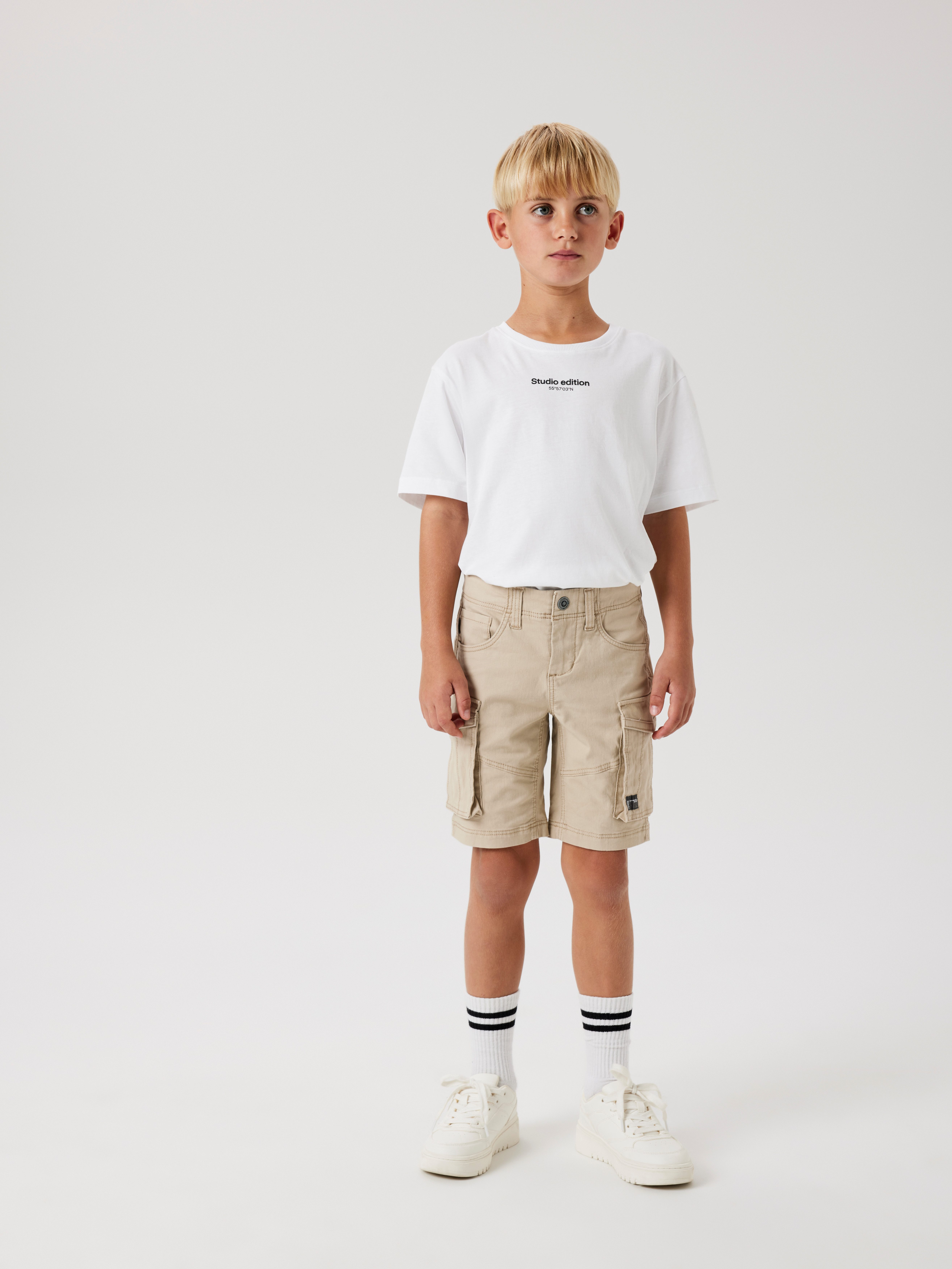 Name It Cargobermudas NKMRYAN REG TWI L SHORTS 6776-BA NOOS Baumwollmischung, Stretch, Cargotaschen