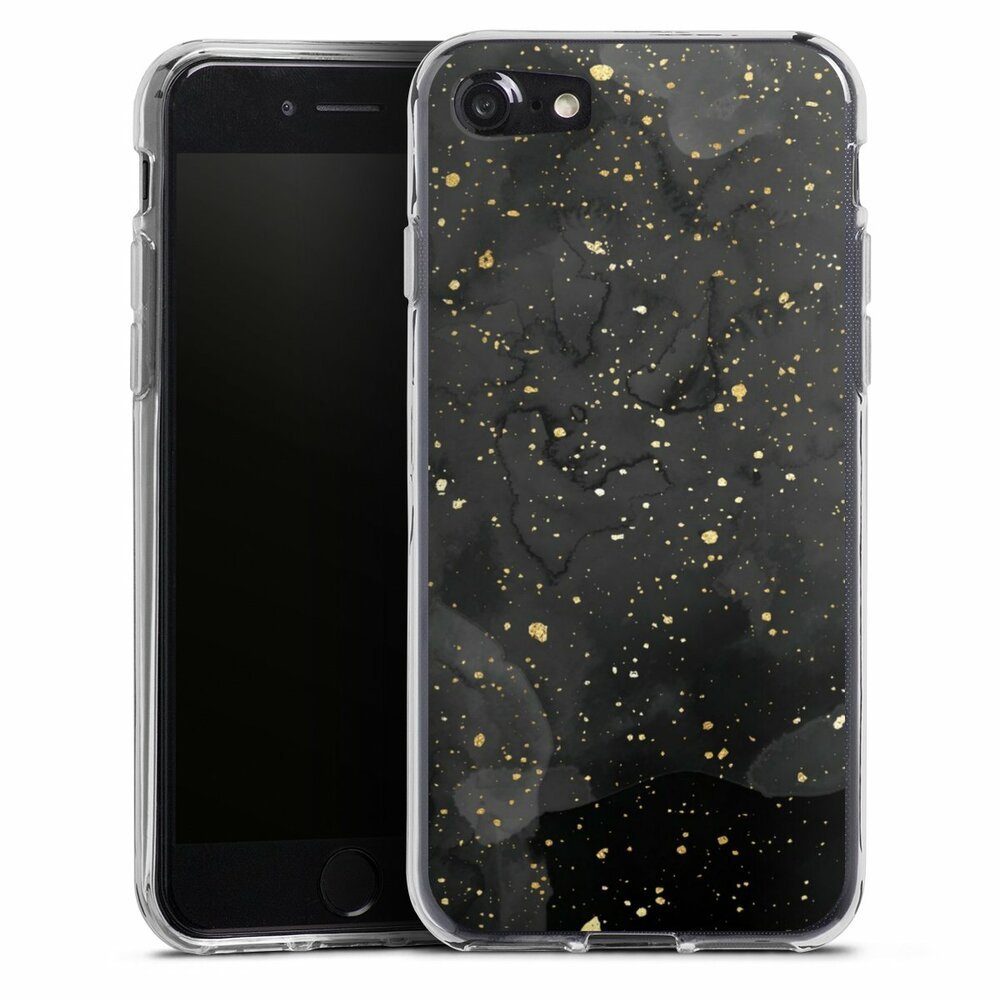 DeinDesign Handyhülle Marmor Glitzer Look Gold & Kupfer Marble Black Gold Look Print, Apple iPhone 7 Silikon Hülle Bumper Case Handy Schutzhülle