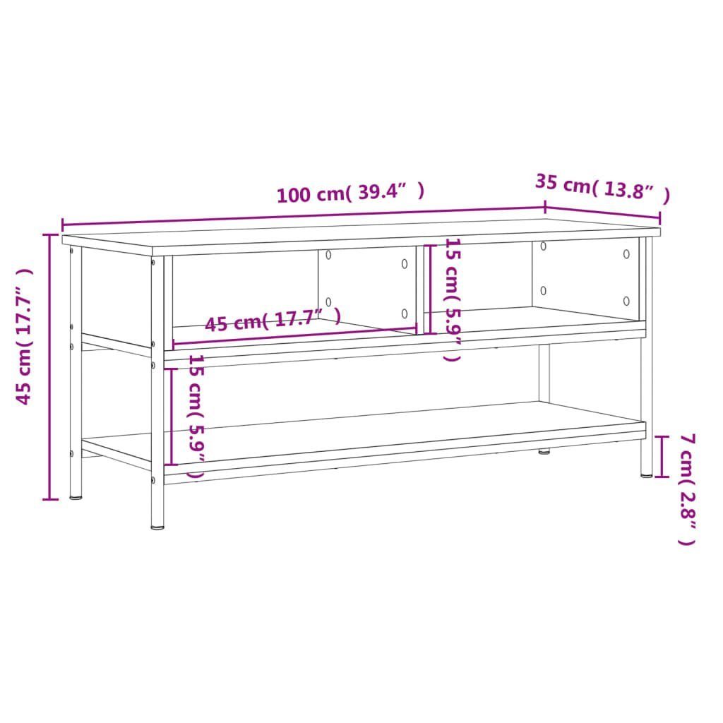 Holzwerkstoff (1-St) TV-Schrank TV-Schrank Schwarz vidaXL cm 100x35x45