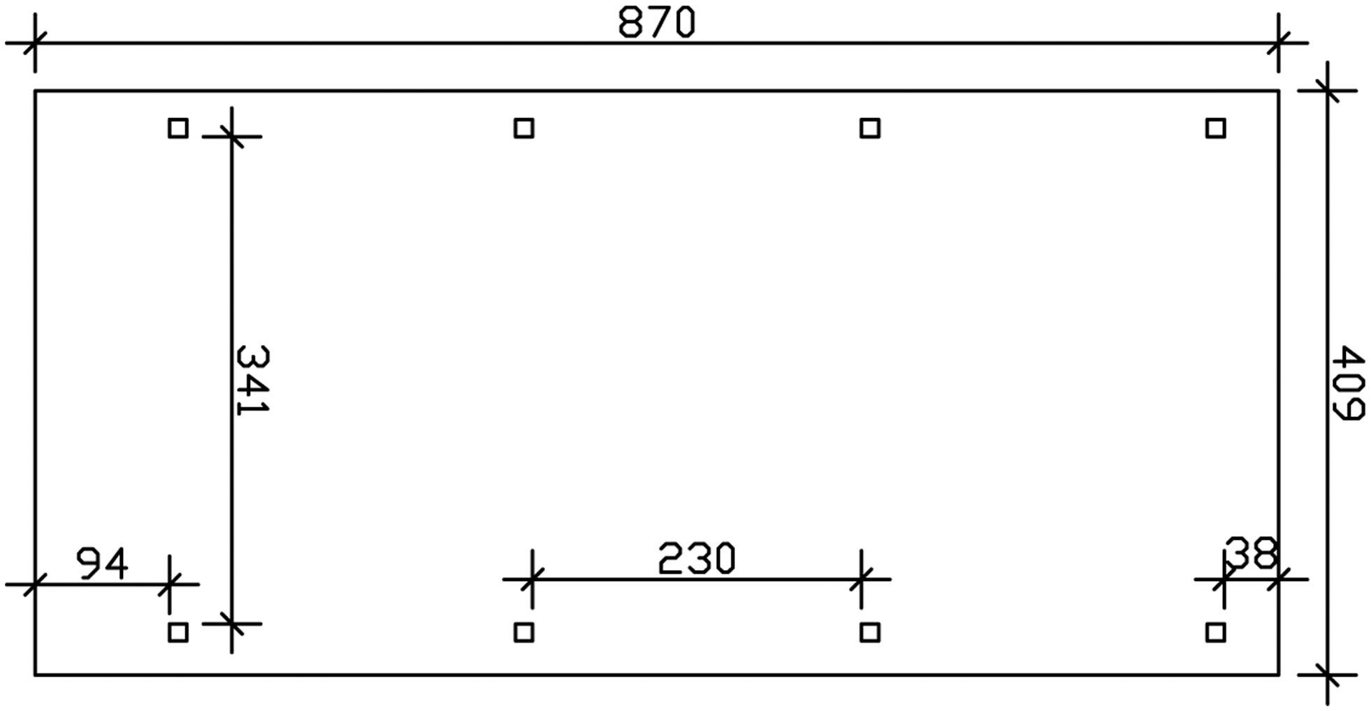 Skanholz Einzelcarport Wendland, BxT: 409x870 cm, 247 cm Einfahrtshöhe