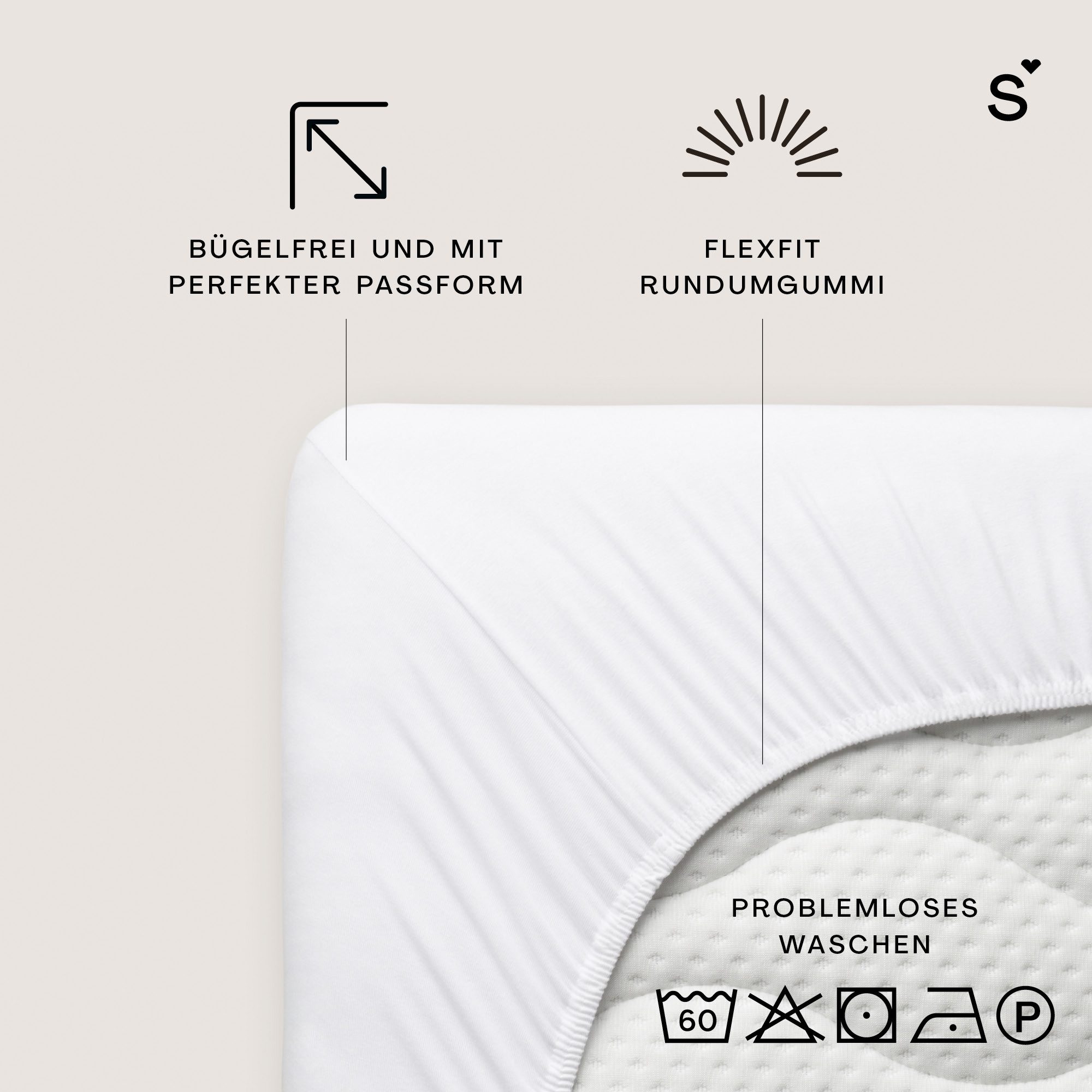 Schlafgut Spannbettlaken Basic Cotton Bettlaken, 160 g/m², 100% Baumwolle, Spannbetttuch, Jersey, Gummizug: rundum, (1 Stück), Spannbettlaken bis 20 cm Matratzenhöhe, bügelfrei und pflegeleicht