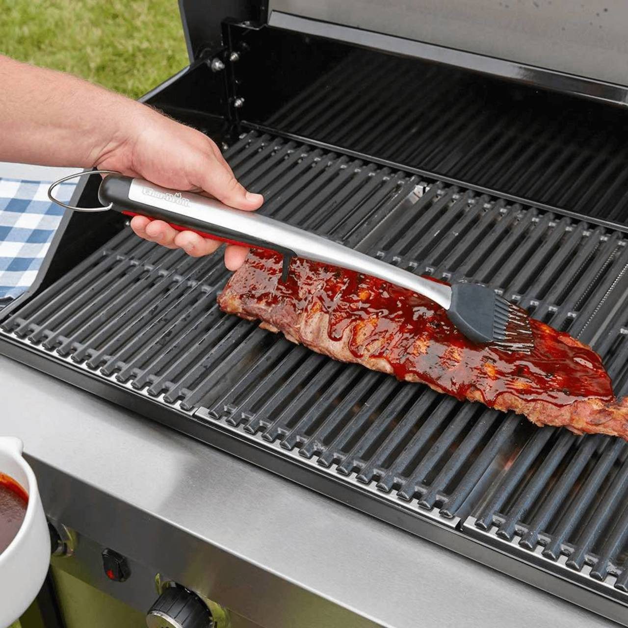 Char-Broil Marinadenpinsel Silikonpinsel, Kochpinsel, Edelstahl, 140585, Backpinsel, integrierter Ständer