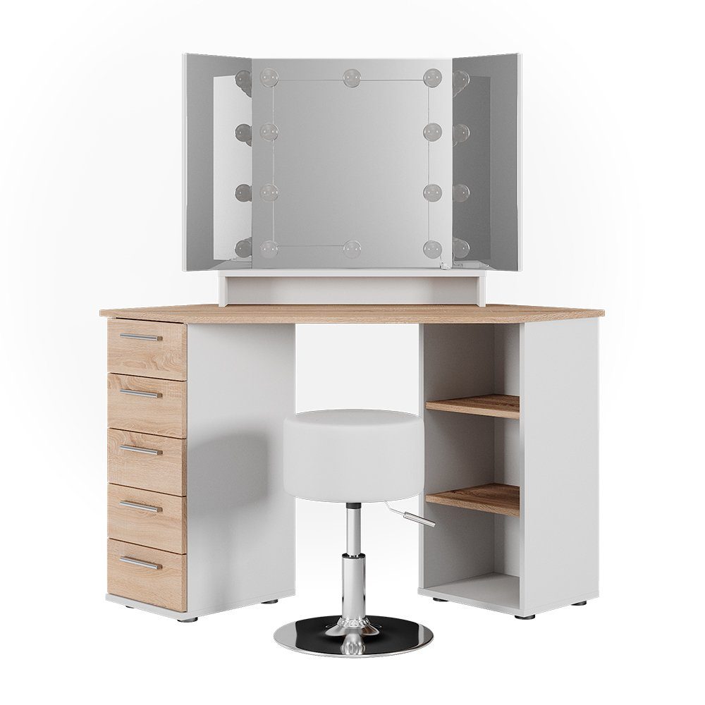 Vicco Schminktisch Sofia, Weiß/Sonoma, 128.4 cm günstig online kaufen