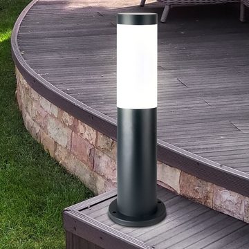 etc-shop LED Außen-Stehlampe, Leuchtmittel inklusive, Warmweiß, Edelstahl Sockel Leuchte Garten Weg Beleuchtung Einfahrt Steh Lampe im