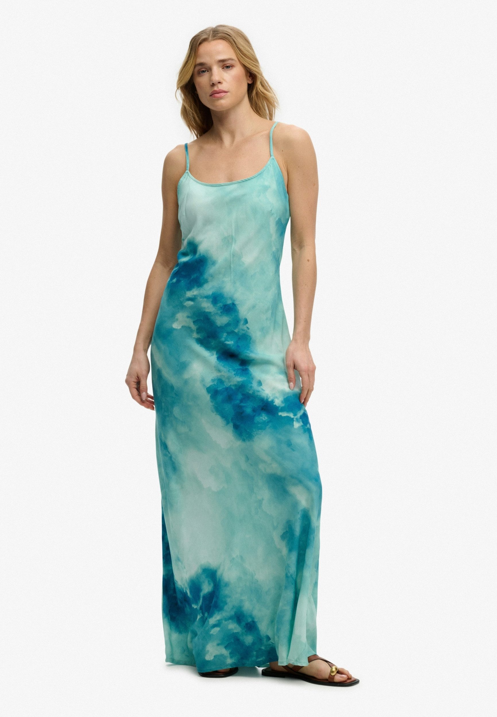 Superdry Midikleid PRINTED MAXI SLIP DRESS Sage Sky Blue