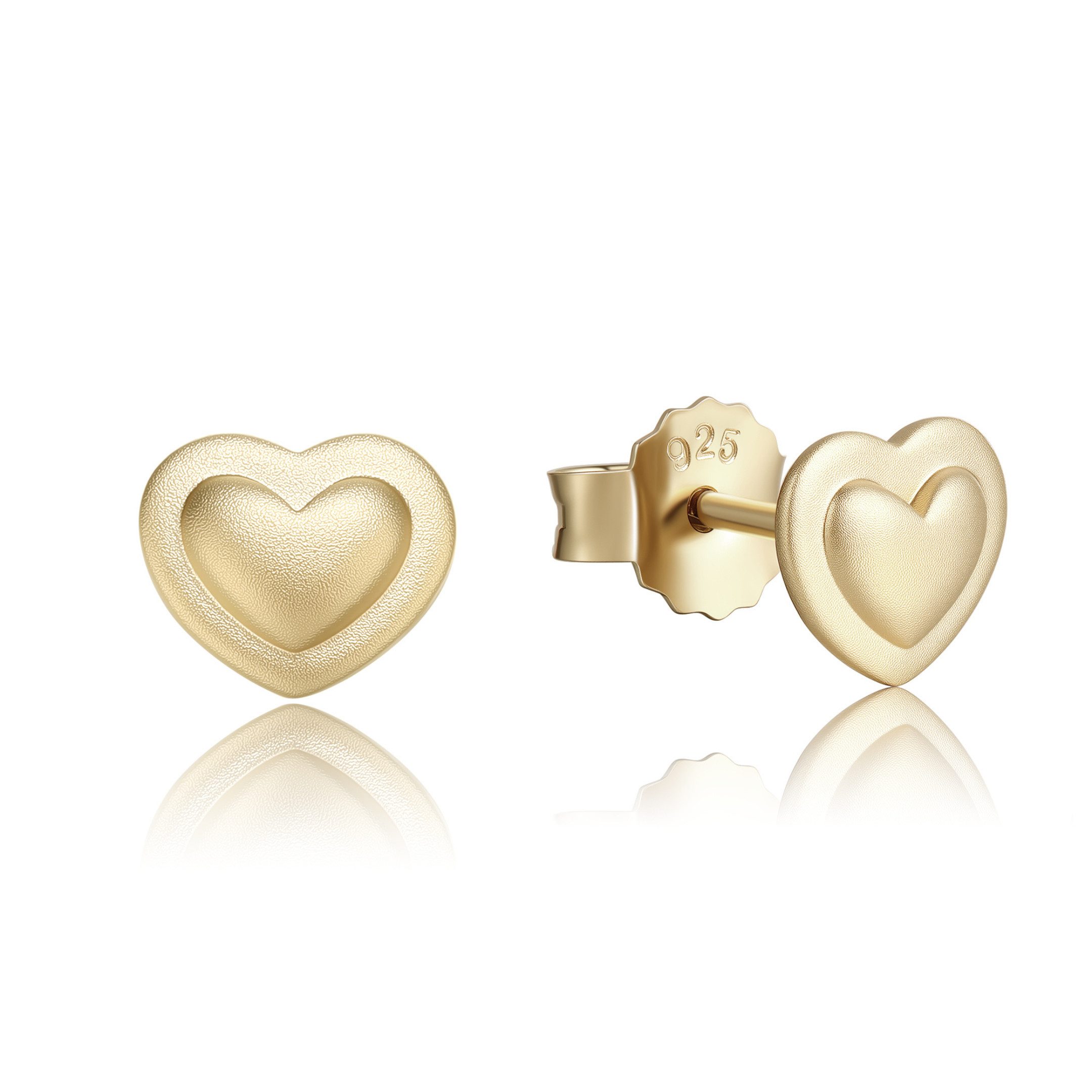 Sternvoll Ohrring-Set Ohrstecker aus 925 Sterling Silber in Herzform, Herzohrringe, 925 Sterling Silber, Herzform