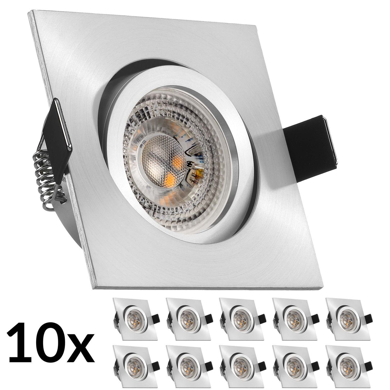 LEDANDO LED Einbaustrahler 3W in GU10 Einbaustrahler LED von matt LED 10er mit aluminium RGB Set