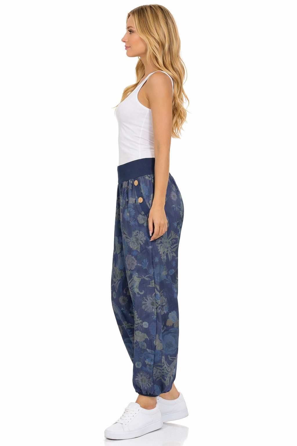 Mississhop Haremshose Baumwollhose Damenhose Aladinhose Blumenprint Sommerhose M. 277 (1-tlg)