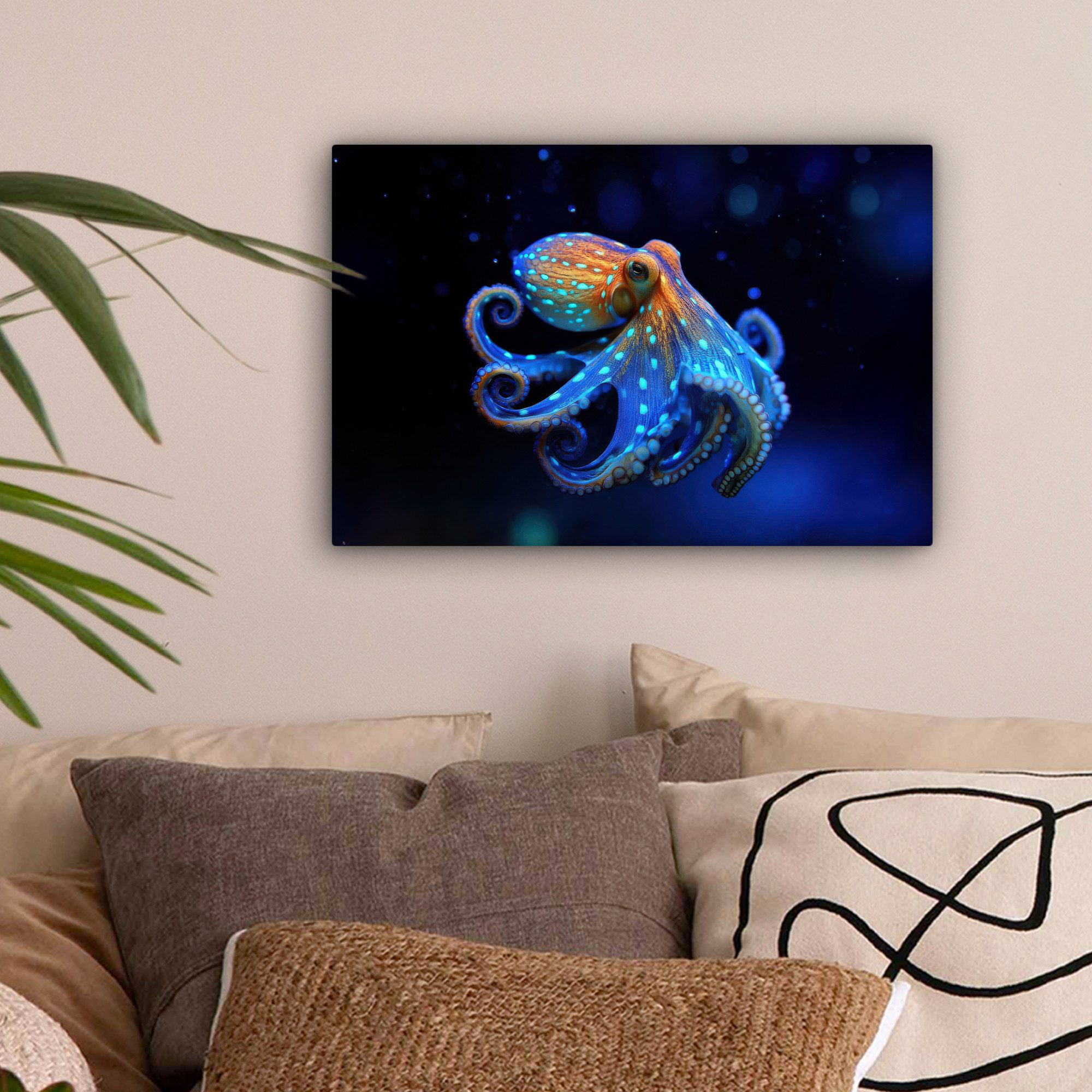 OneMillionCanvasses® Leinwandbild Oktopus - Punkte - Blau - Meer, Fotodruck günstig online kaufen