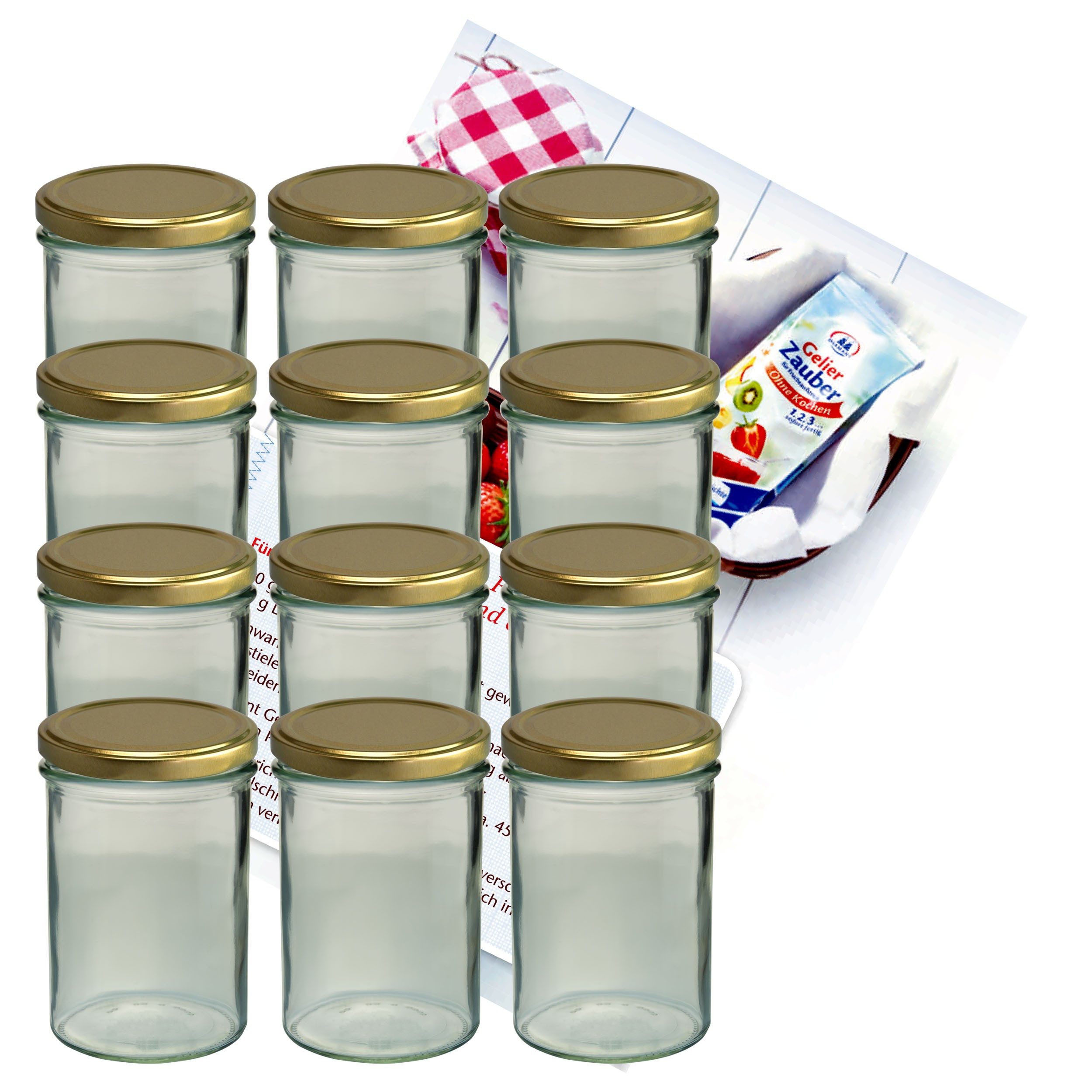 MamboCat Einmachglas 15er Set Sturzglas 435 ml To 82 goldener Deckel incl. Rezeptheft, Glas