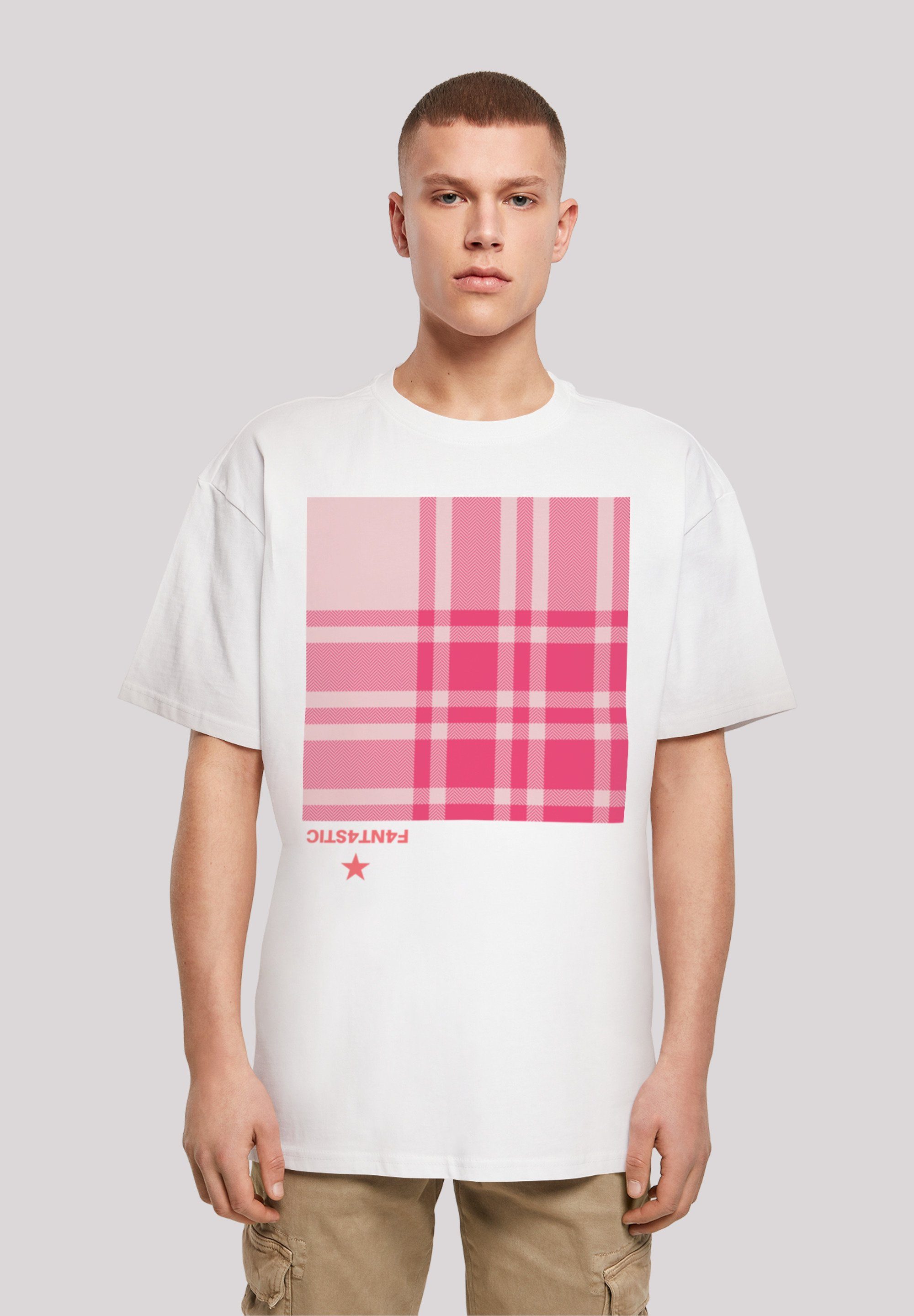 F4NT4STIC T-Shirt Karo Pink Print weiß