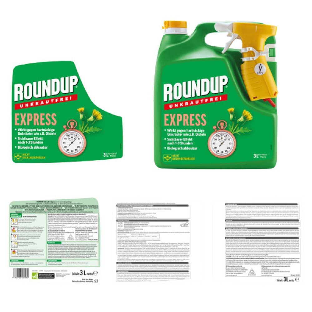 ROUNDUP Unkrautbekämpfungsmittel Roundup Express Unkrautfrei Sprühsystem 3 Liter Anwendungsfertig