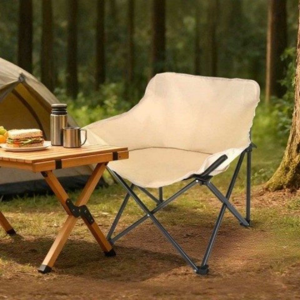 ZMH Klappstuhl 2 kg Klappbarer leicht Campingstuhl aus Eisen & Oxford mit Tasche, Mondsichel-Form für ergonomischen Sitzkomfort für Stabilität