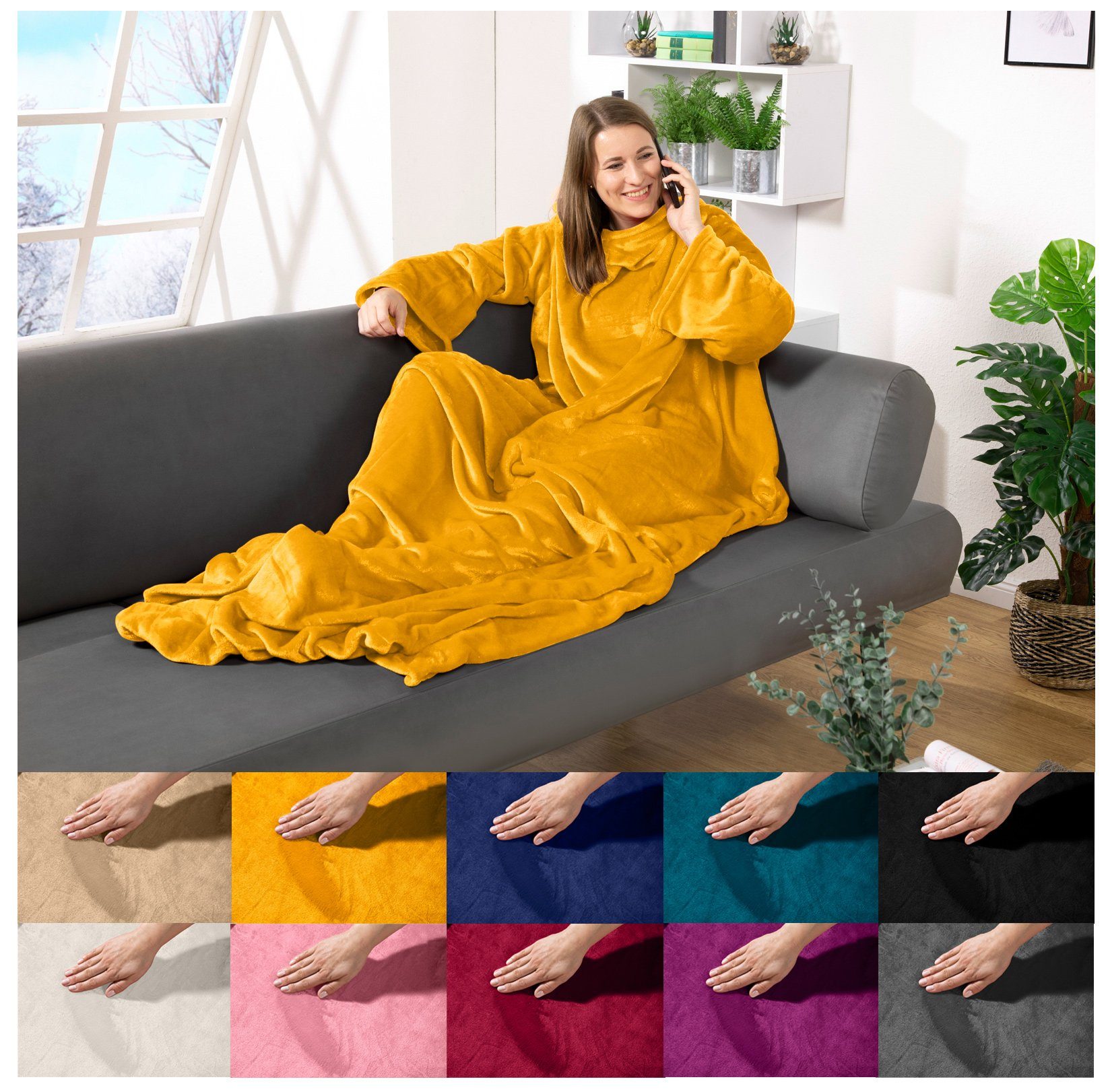 Wohndecke tragbare Ganzkörperdecke Kuscheldecke Ärmeldecke, heimtexland, günstig online kaufen
