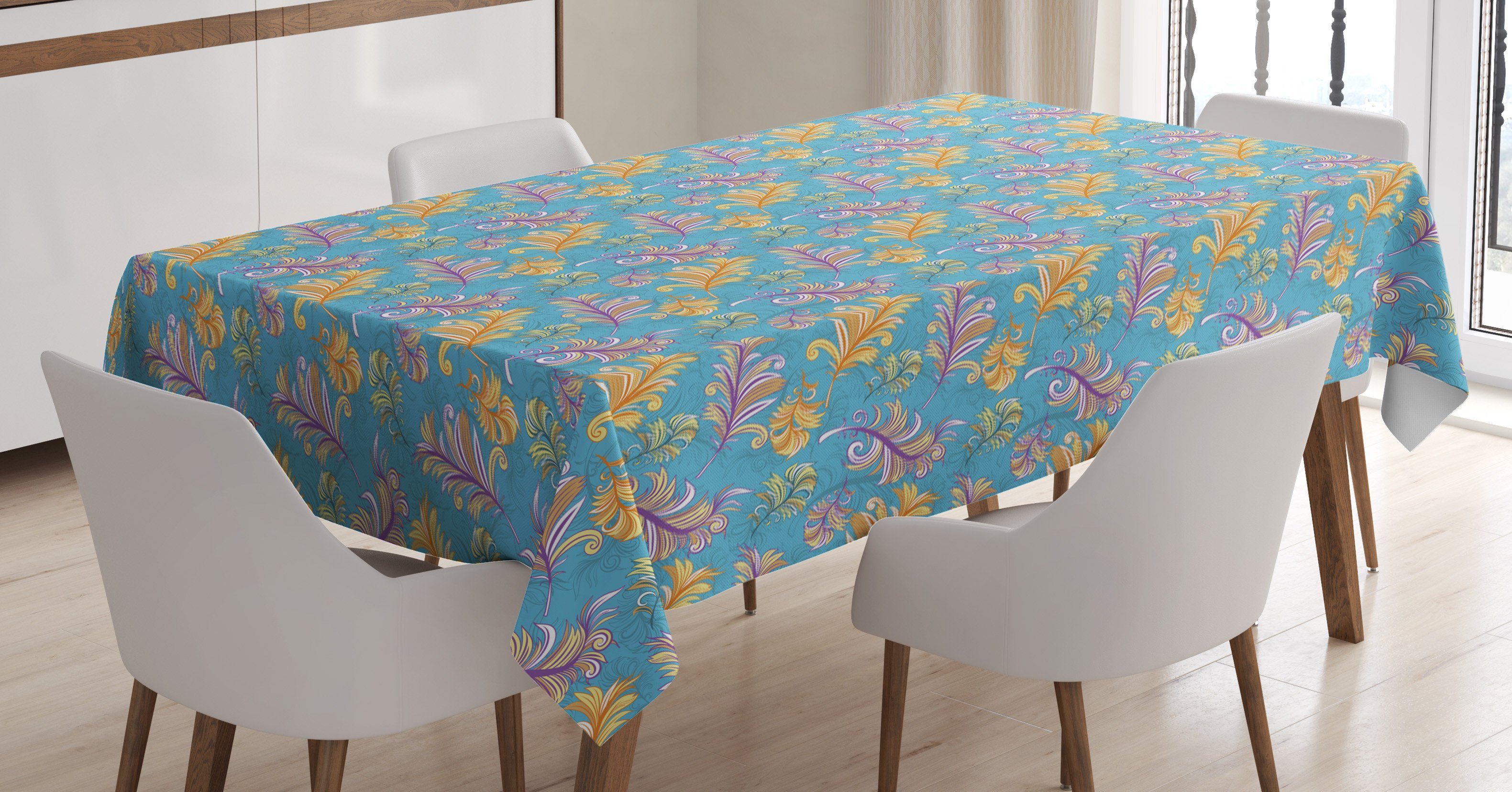 Tischdecke Feder Vogel Abakuhaus Abstrakt geeignet Für Farben, Farbfest Bereich den Klare Waschbar Gefieder Außen