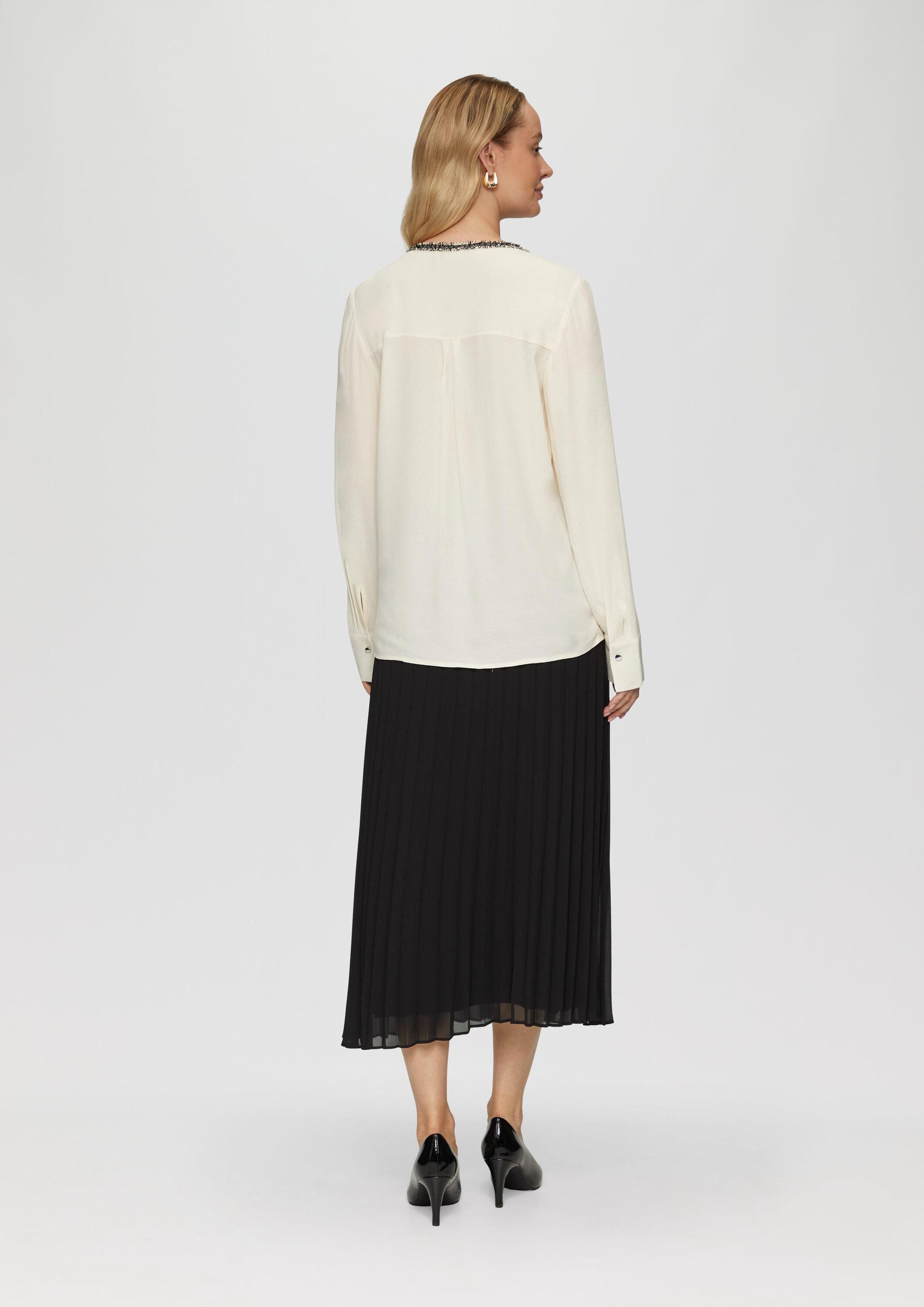 s.Oliver Langarmbluse Bluse Viskosebluse mit Bouclé-Detail