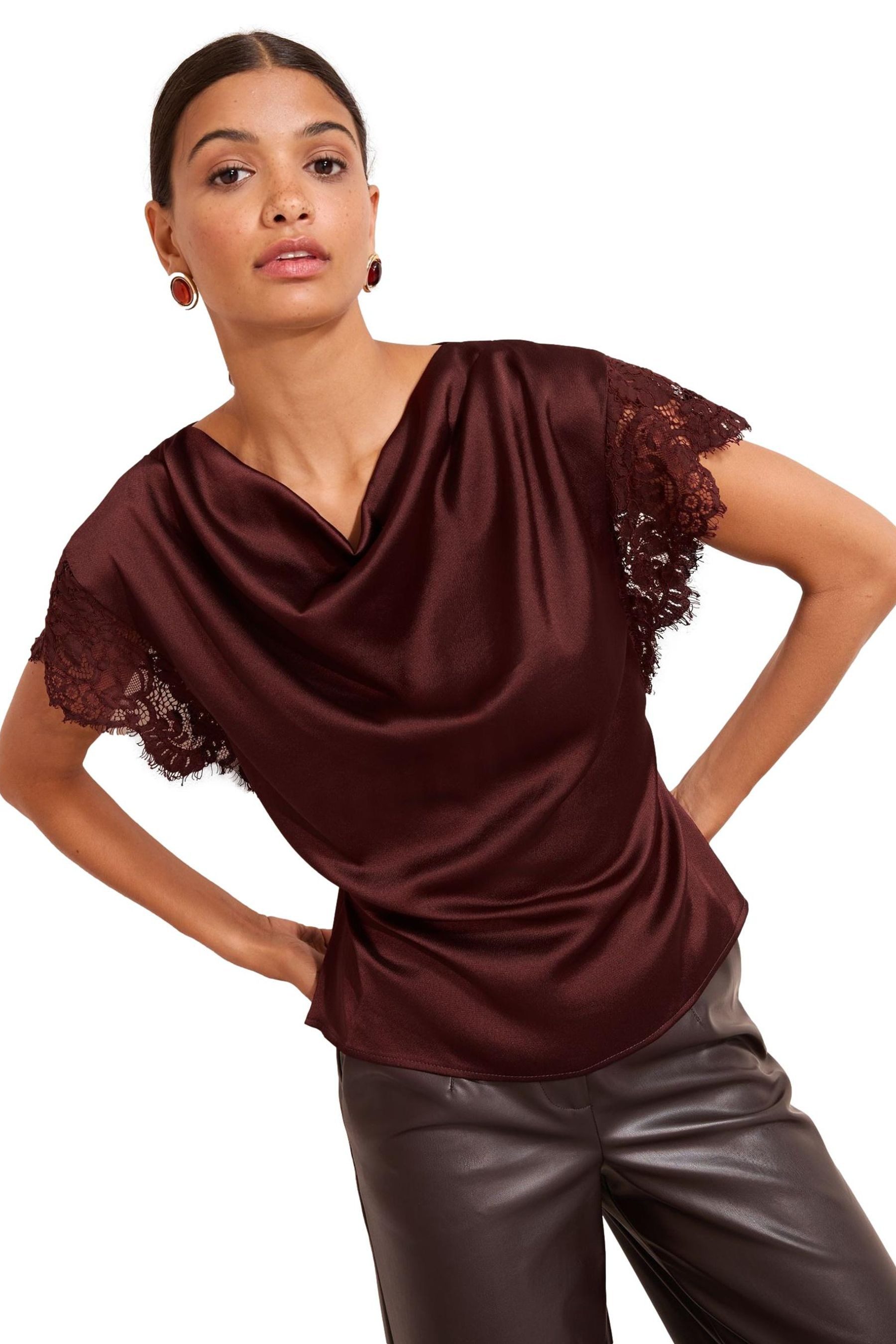 Friends Like These Satinbluse Friends Like These Satin-Bluse mit Spitze, Pe günstig online kaufen