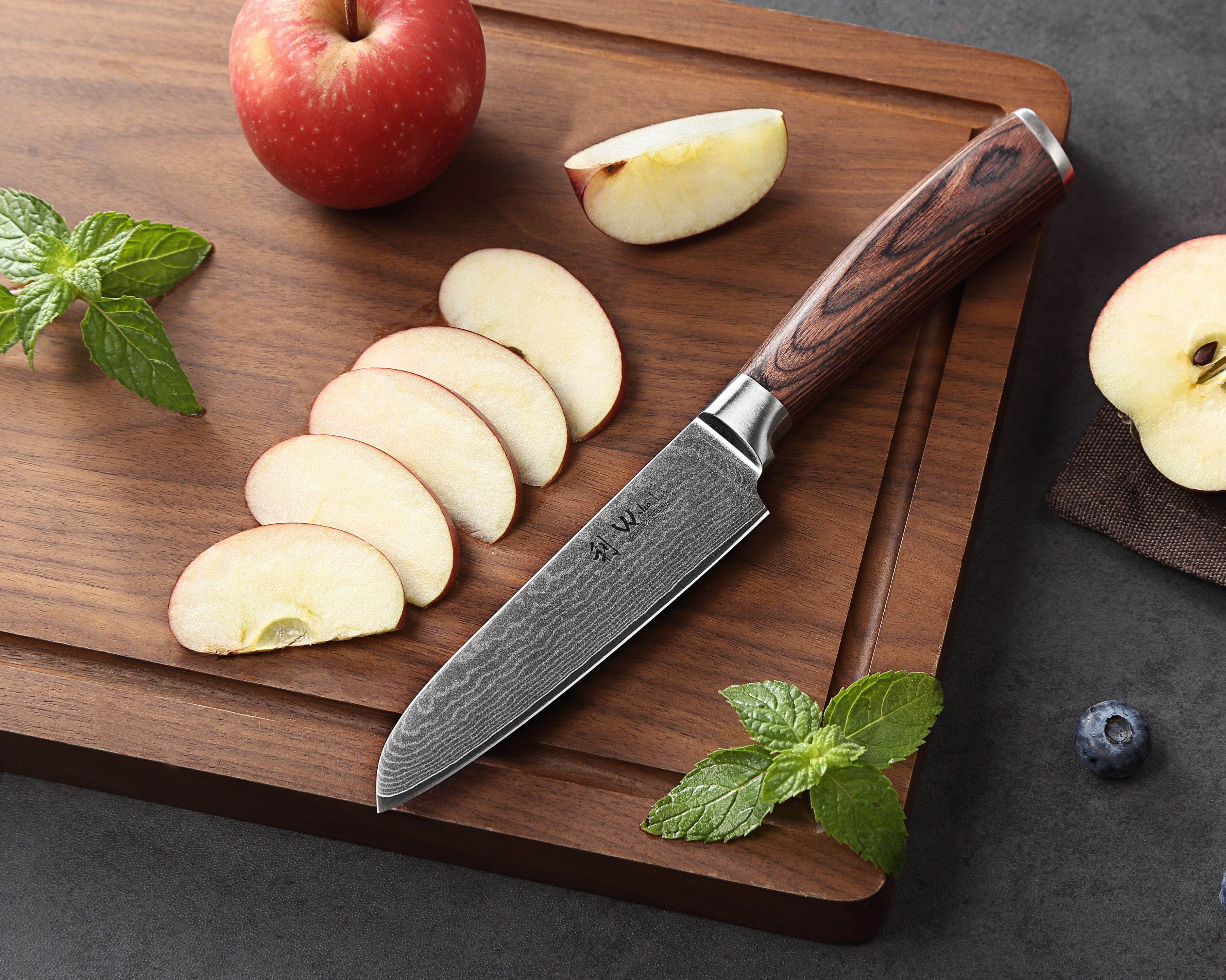 Wakoli Messer-Set EDIB Santoku Set I Kochmesser Küchenmesser-Set I 12 und 17cm Klingen (Damastmesser mit Geschenkbox, 2-tlg., 2er Damastmesser-Set), Aus 67 Lage – Bild 3 von 5
