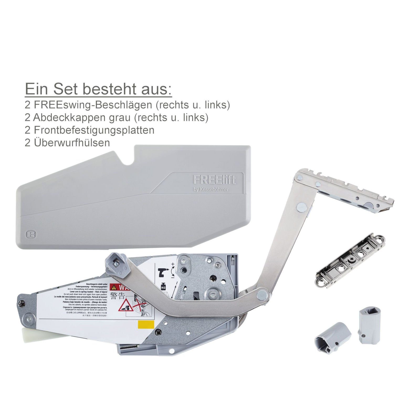 Kesseböhmer Möbelbeschlag Klappenbeschlag Kesseböhmer FREEswing, 5sw für Schrankhöhen von 500 - 670 mm Klappen 4,5 - 10 kg. € 136,83