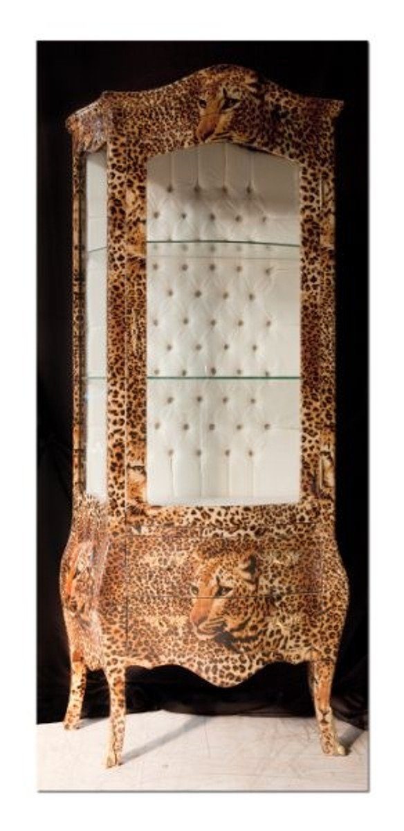 Casa Padrino Vitrine Barock Vitrine Leopard - Möbel Leo Optik