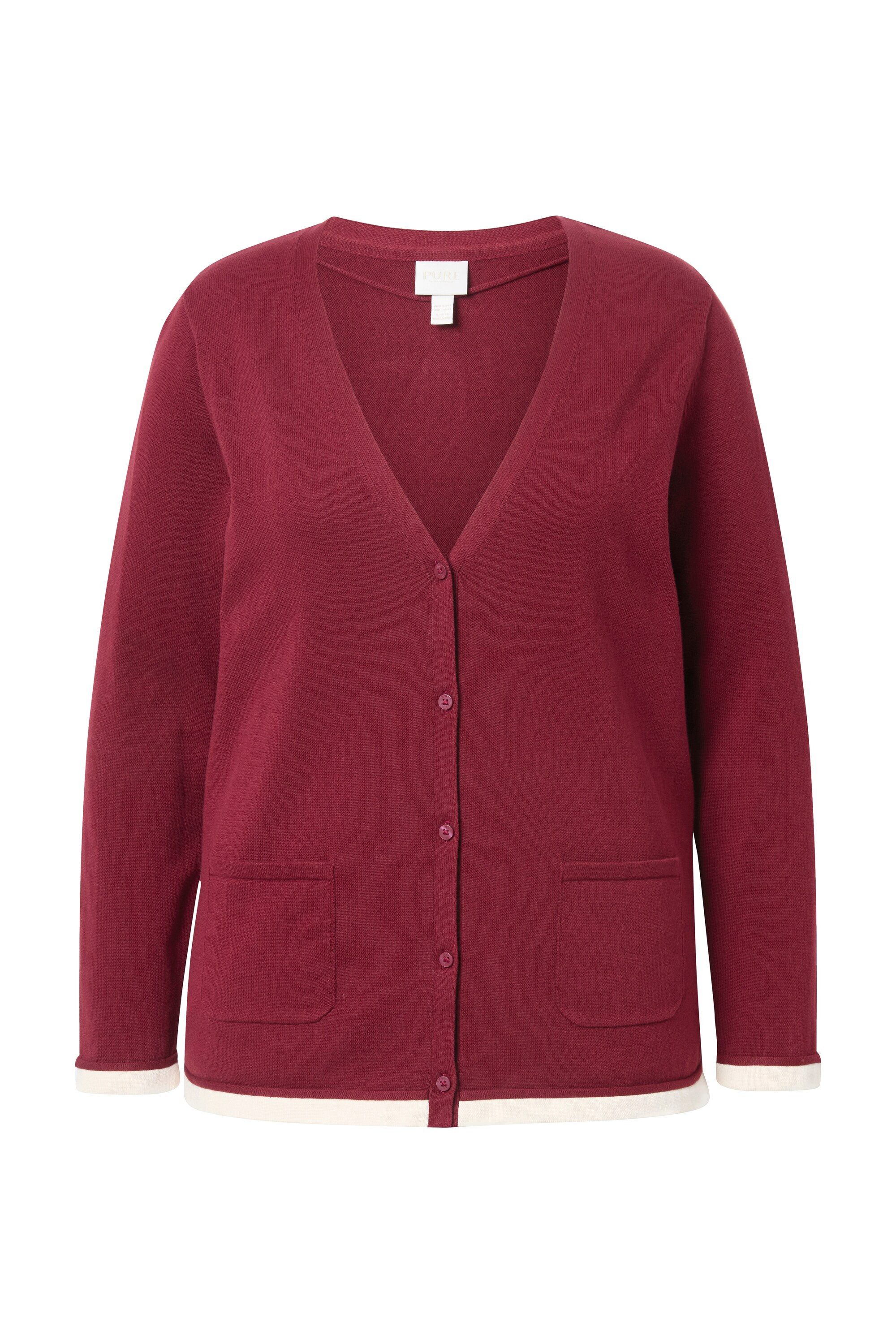 Ulla Popken Strickjacke Strickjacke V-Ausschnitt Langarm Biobaumwolle günstig online kaufen