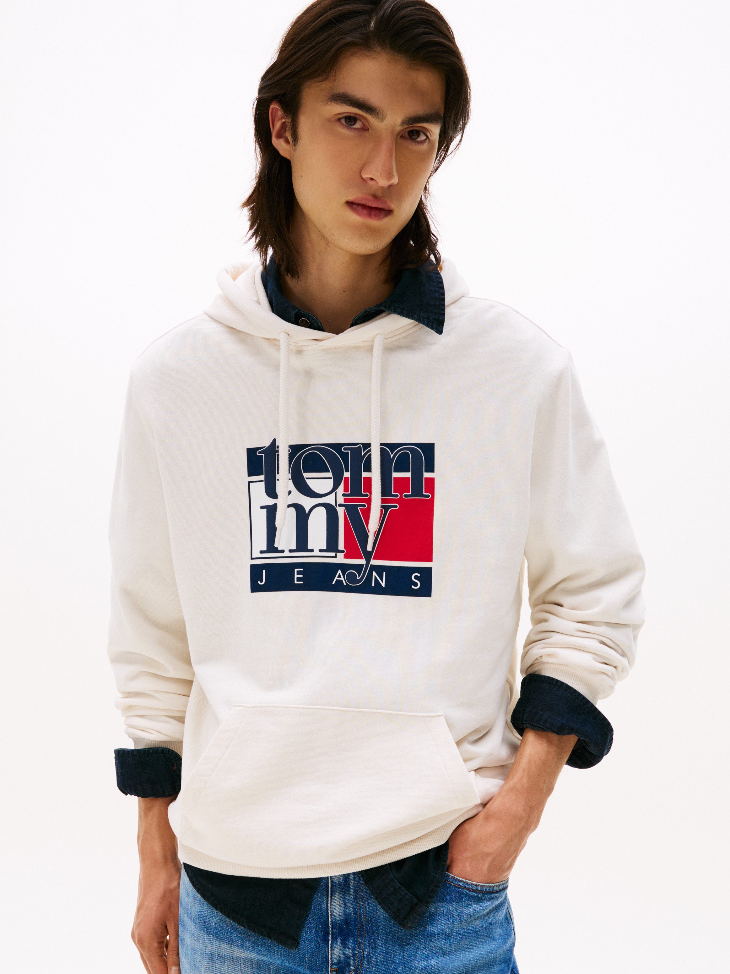 Tommy Jeans Hoodie TJM RWB FLAG Regular Fit, Sweatshirt, mehrfarbiger Print