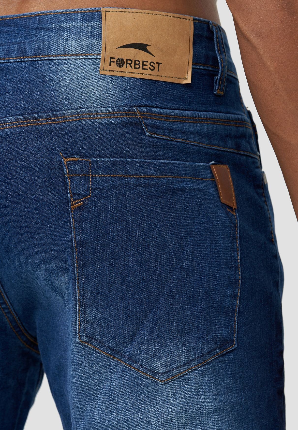 Kurze Bermuda Capri Denim Jeans in 3/4 (1-tlg) Hose Blau FORBEST Sommer 3645 Jeansshorts Shorts