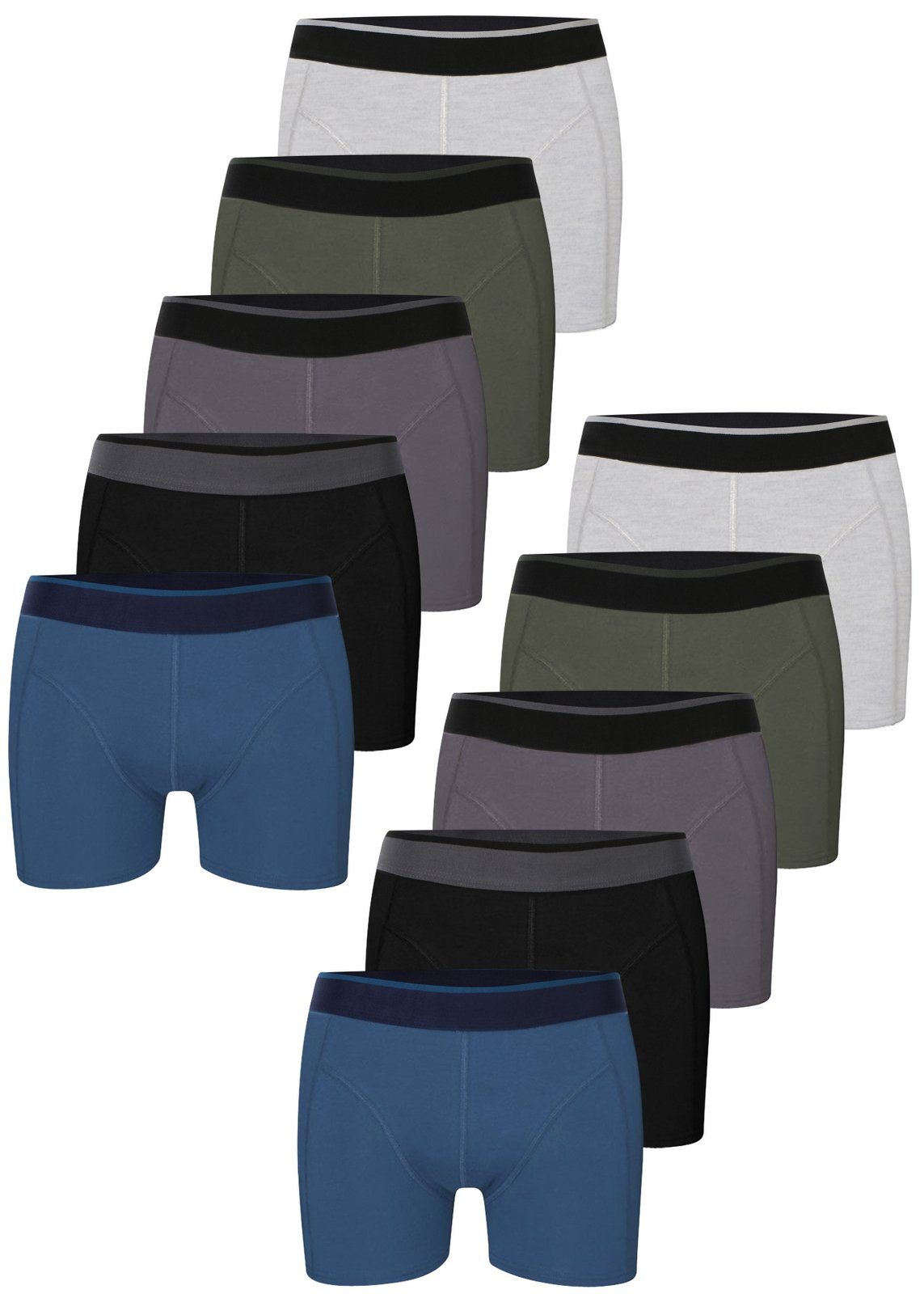 LOREZA Boxershorts 10er Set Boxershorts - Basics - Mehrfarbig (Spar-Packung, 10-St)