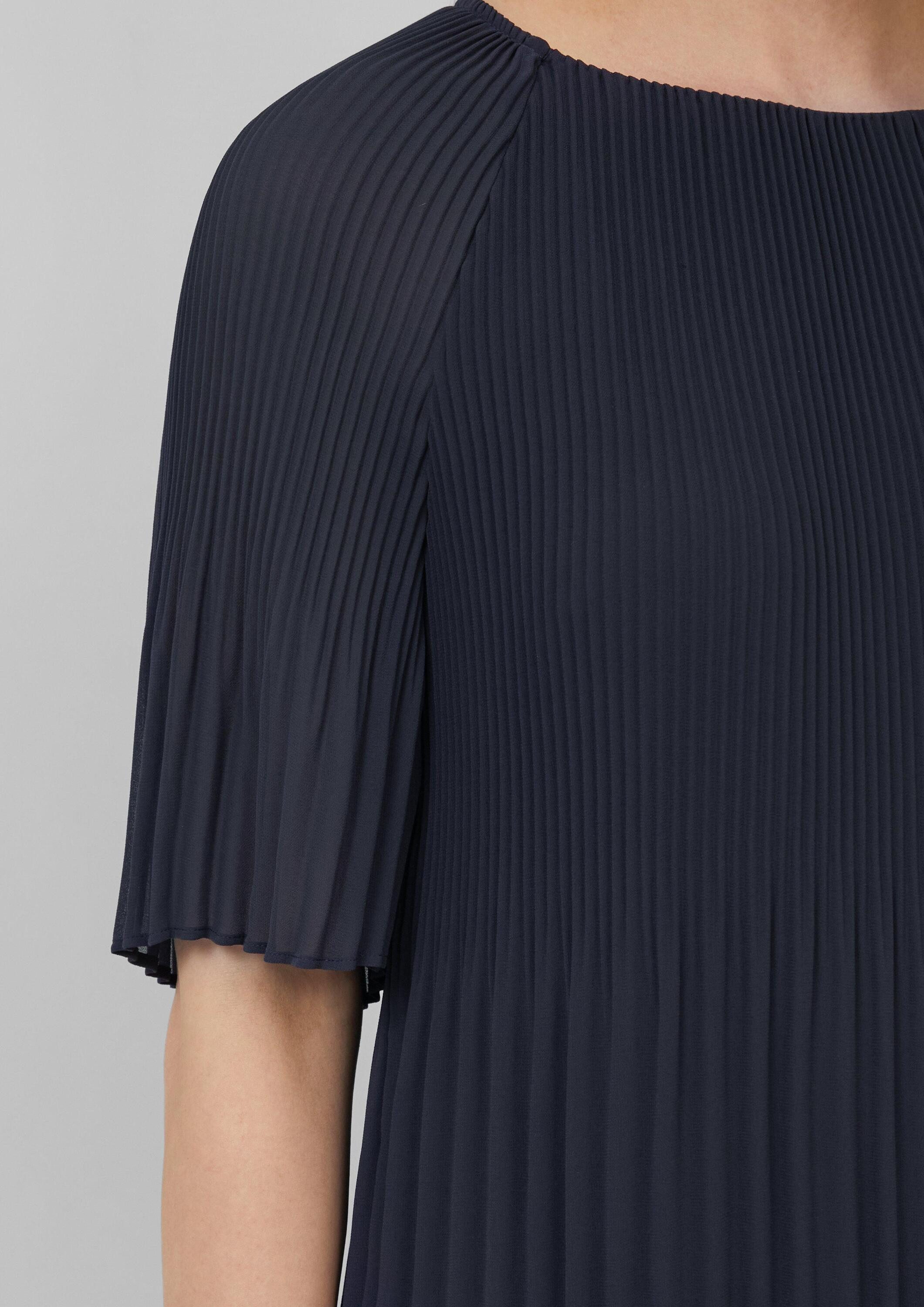 s.Oliver Kurzarmbluse Bluse Plissierte Chiffonbluse mit kurzen Ragalanärmeln