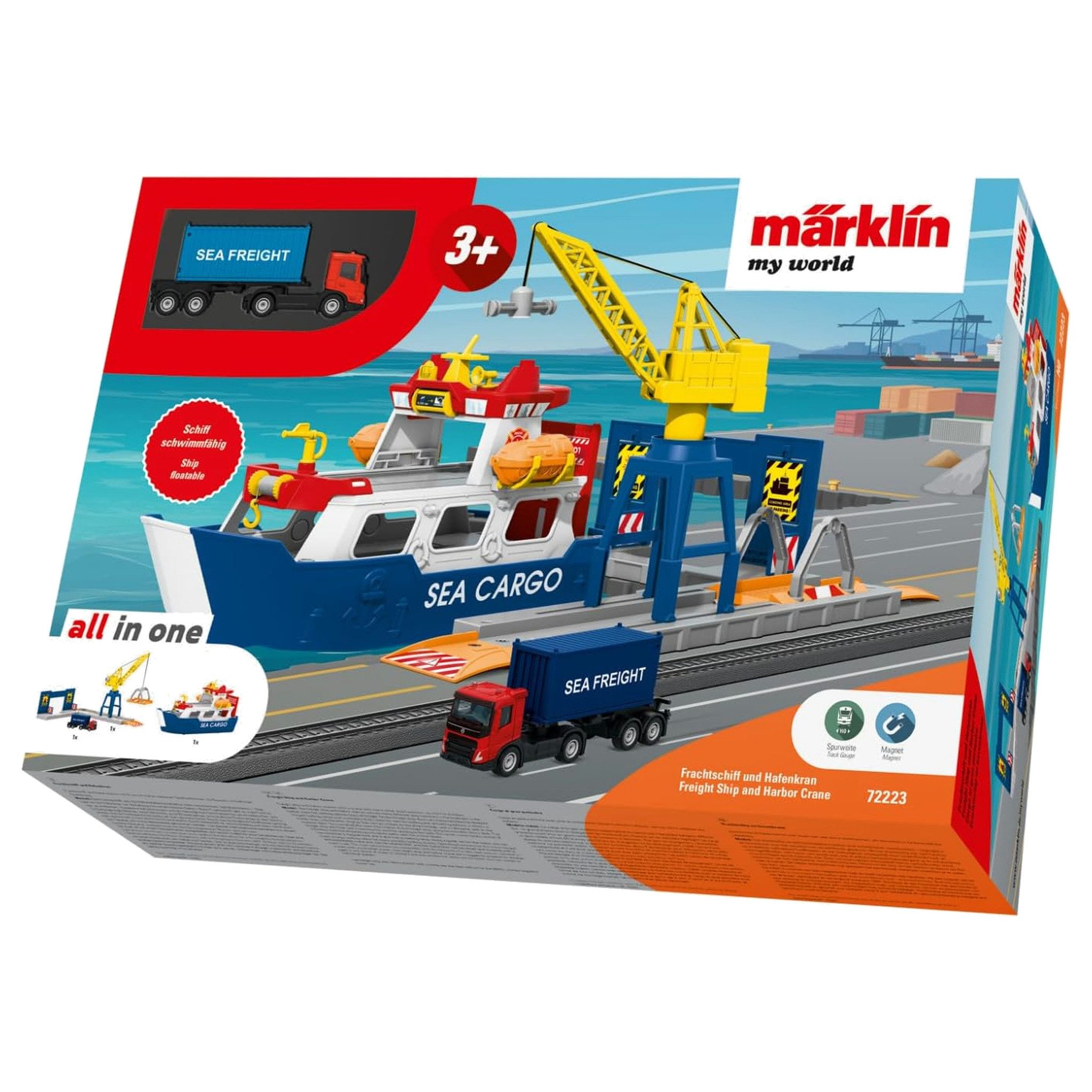 Märklin Spielzeugeisenbahn-Erweiterung Märklin Spielzeugeisenbahn – Frachtschiff und Hafenkran (72223)