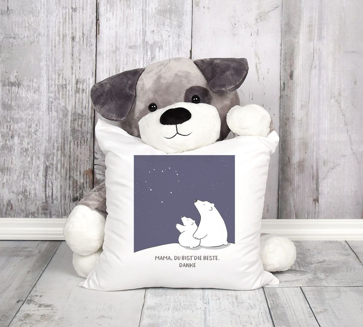 Geschenk Bären Kissen-Bezug Sterne Baumwolle Kissen-Hülle Mama Beste danke bist MoonWorks du die weiß zum MoonWorks® Muttertag Deko-Kissen Dekokissen