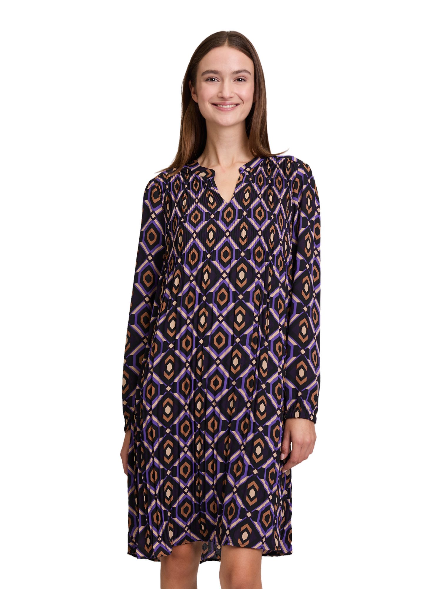 Betty Barclay Partykleid lila,Casual,Polyester,Allover-Print,V-Ausschnitt,Lang,Regular Fit