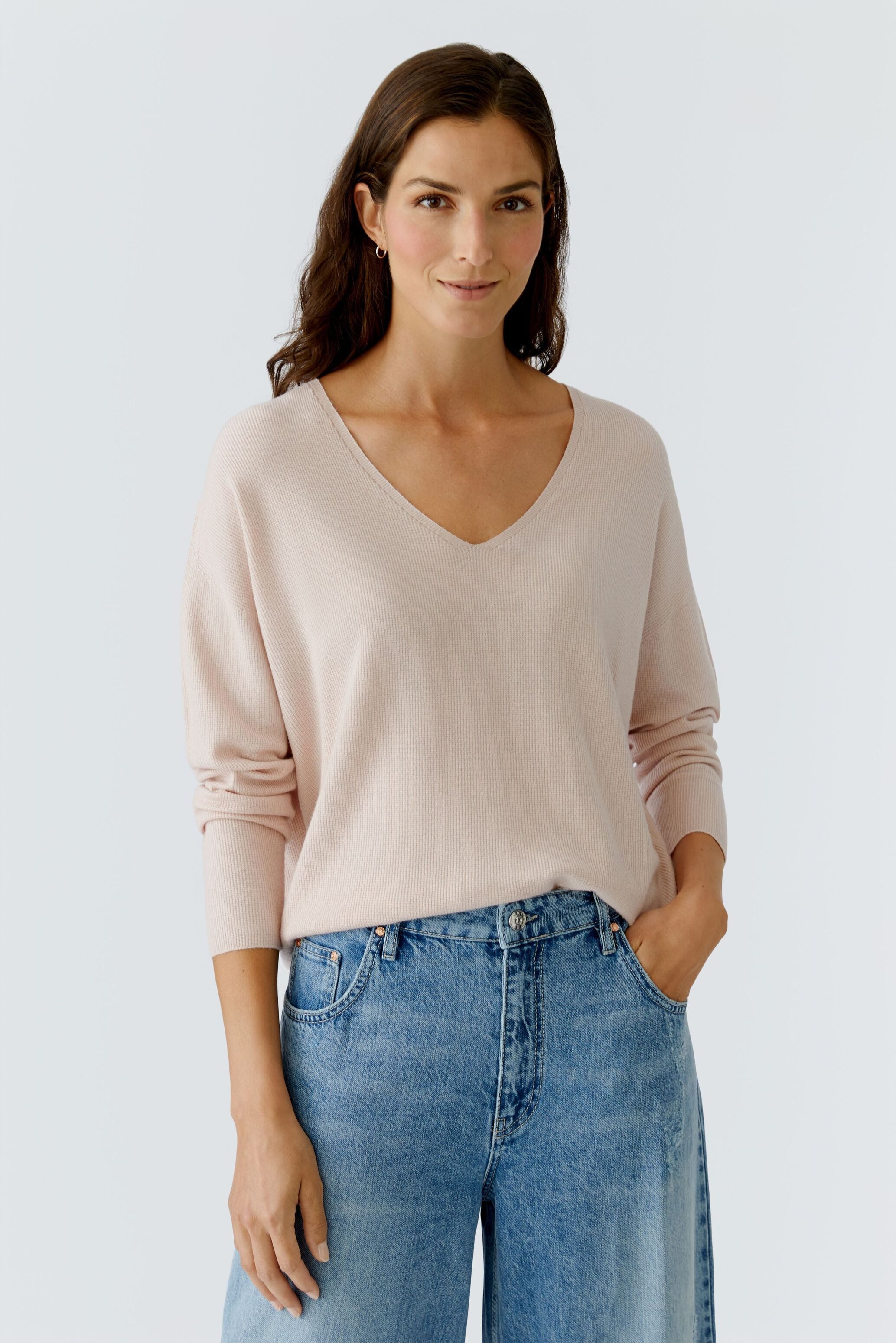 Oui V-Ausschnitt-Pullover FREYJA Pullover Viskosemischung günstig online kaufen