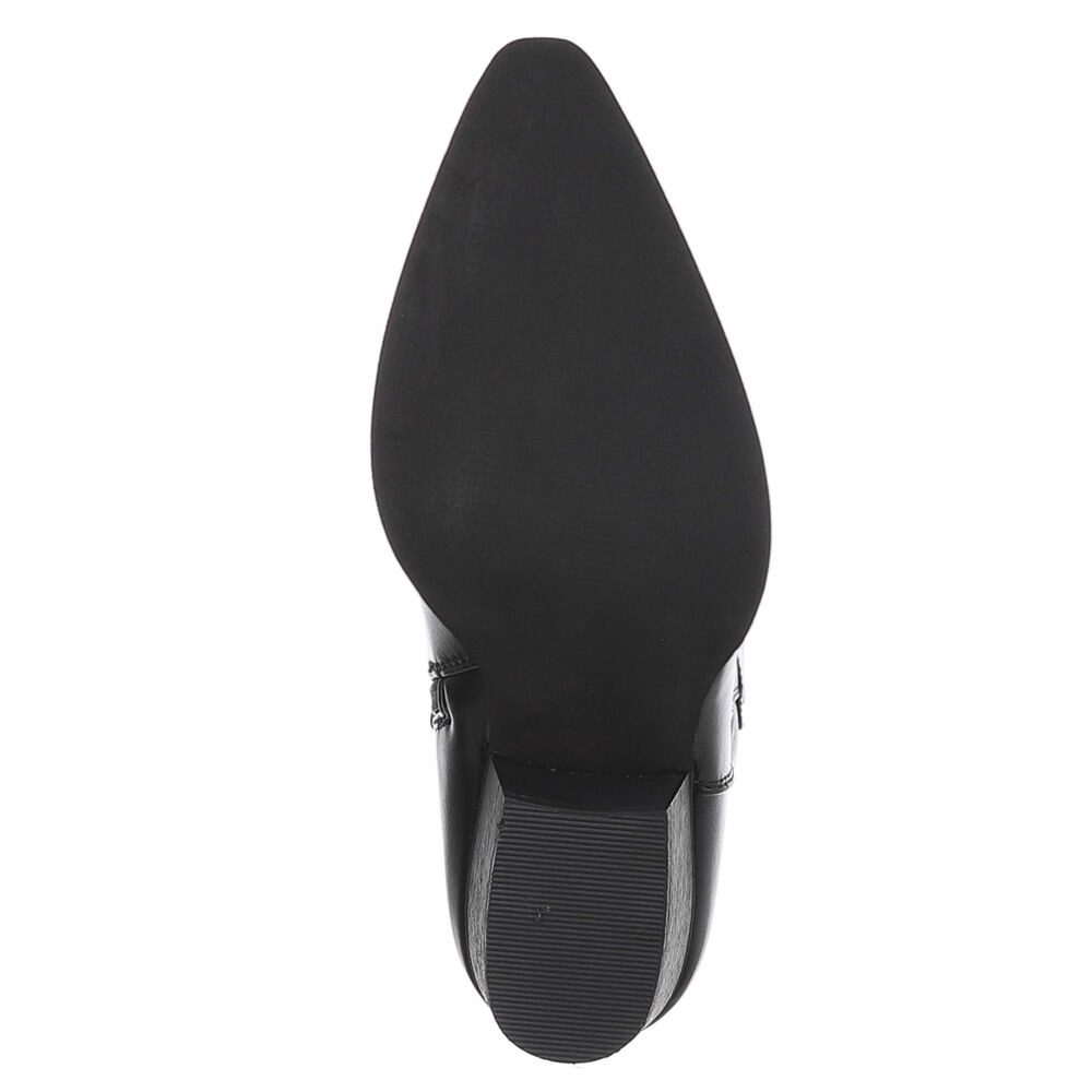 Ital-Design Elegante Damen Stiefel mit Stickerei für Alltag und Freizeit Westernstiefelette (90482742) Blockabsatz Stiefeletten in Schwarz